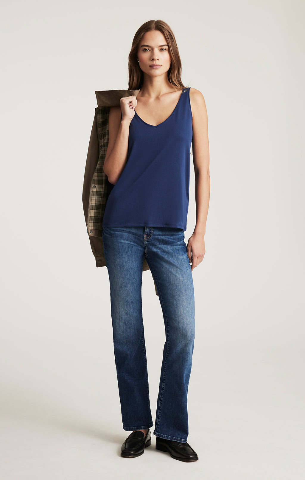 LUXE TOUCH TENCEL™ LACE TANK TOP IN MEDIEVAL BLUE