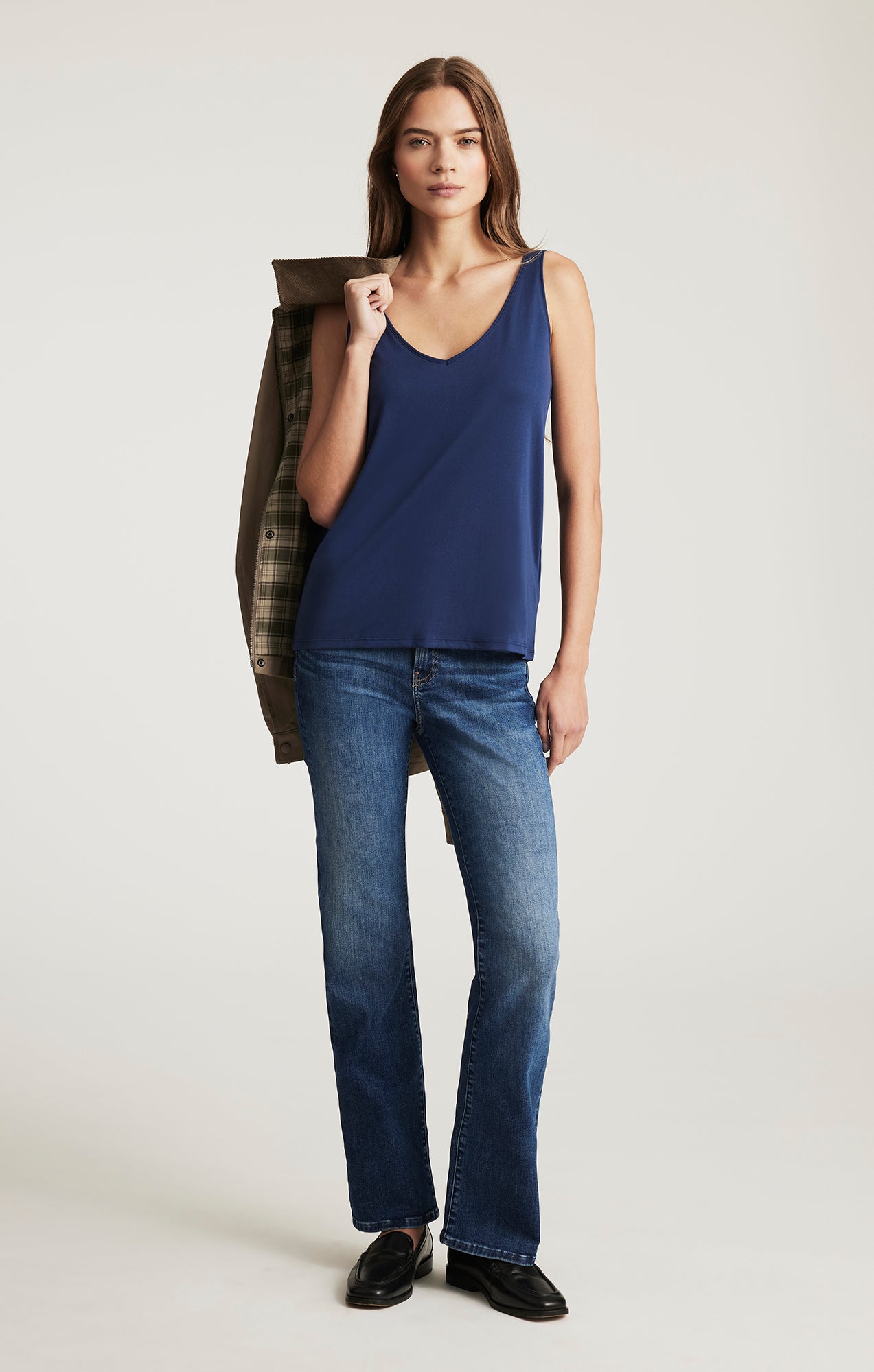 LUXE TOUCH TENCEL™ LACE TANK TOP IN MEDIEVAL BLUE