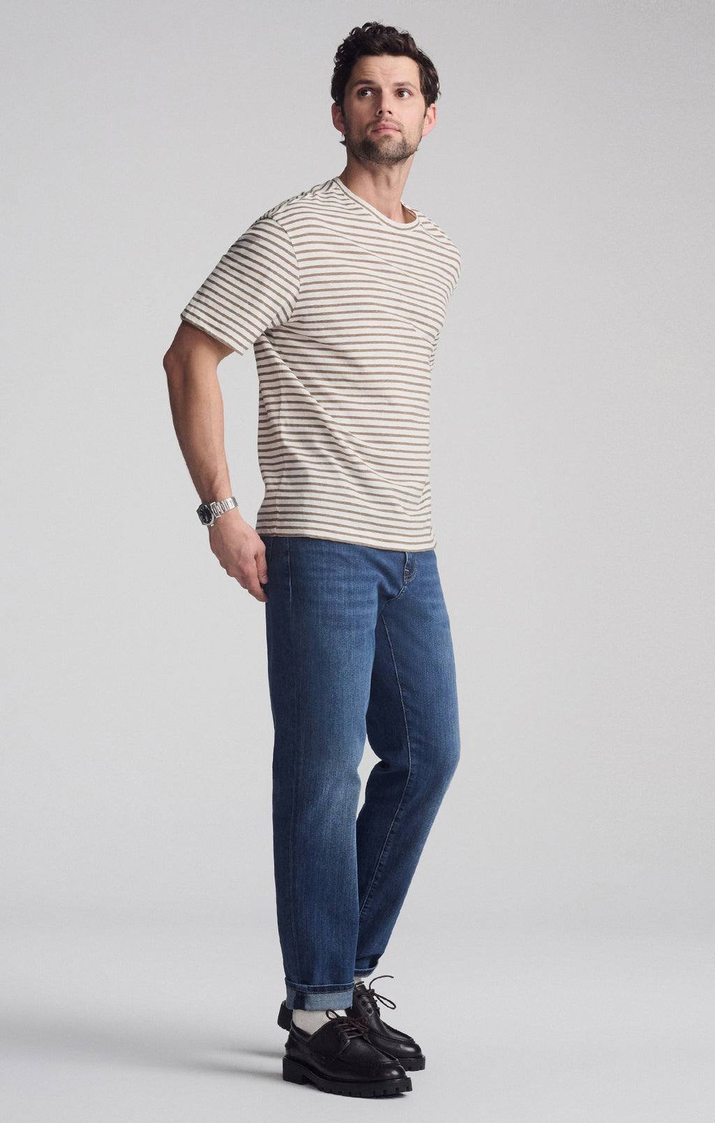 STRIPED SHORT SLEEVE T-SHIRT IN BRINDLE - Mavi Jeans