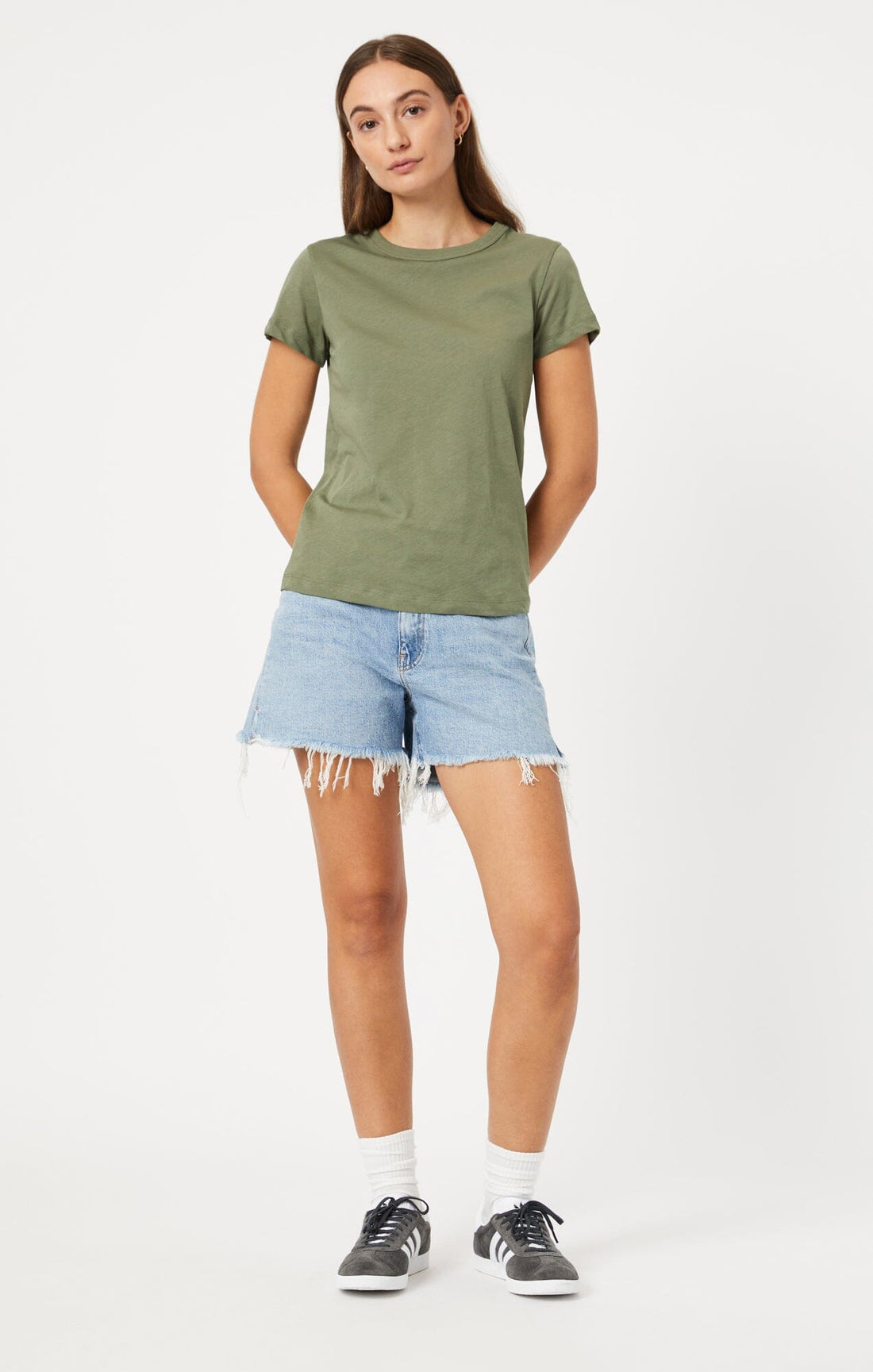 Women's Lime Green Checked Slim Fit T-Shirt