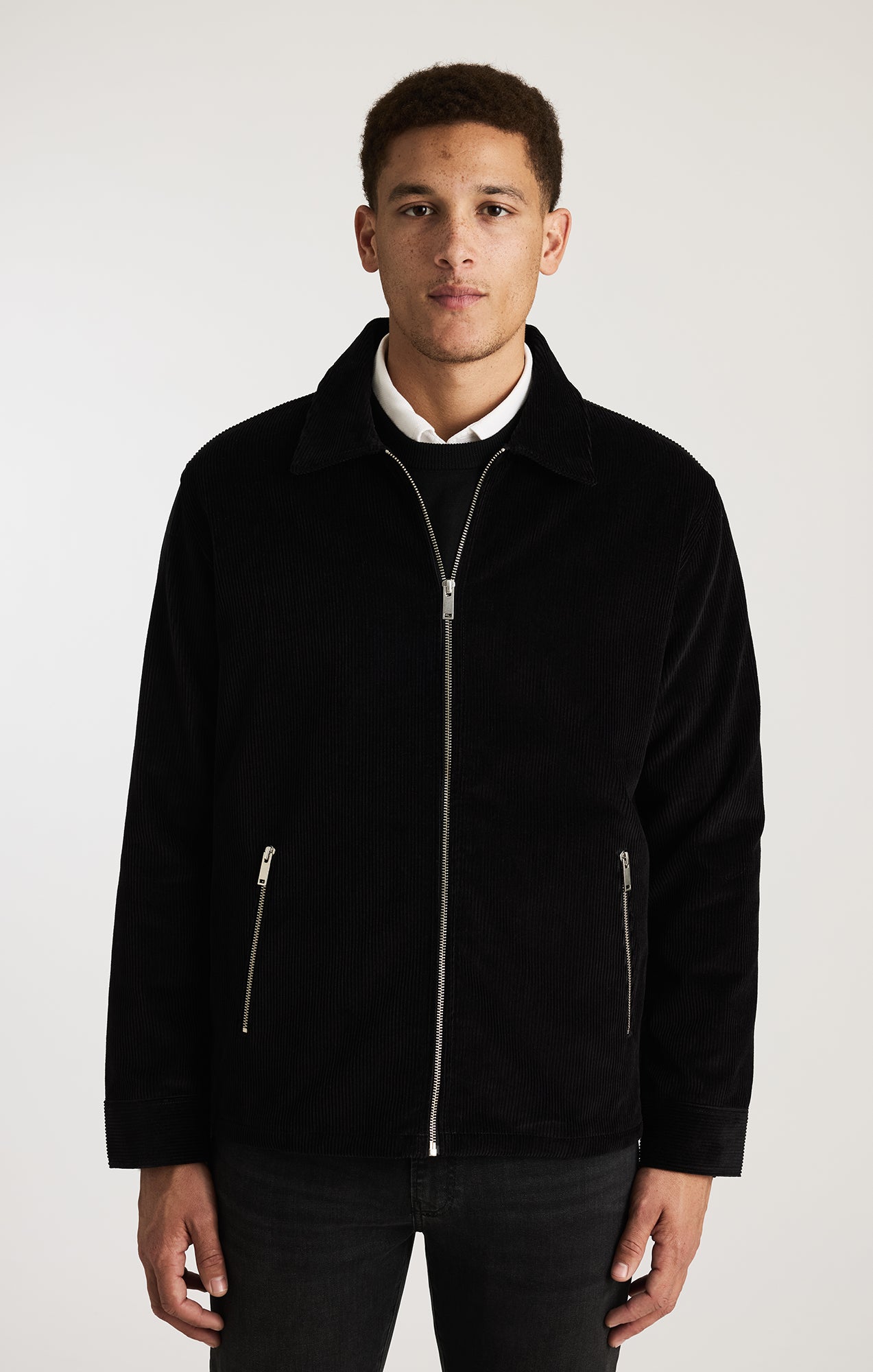 FULL ZIP OVERSHIRT IN BLACK