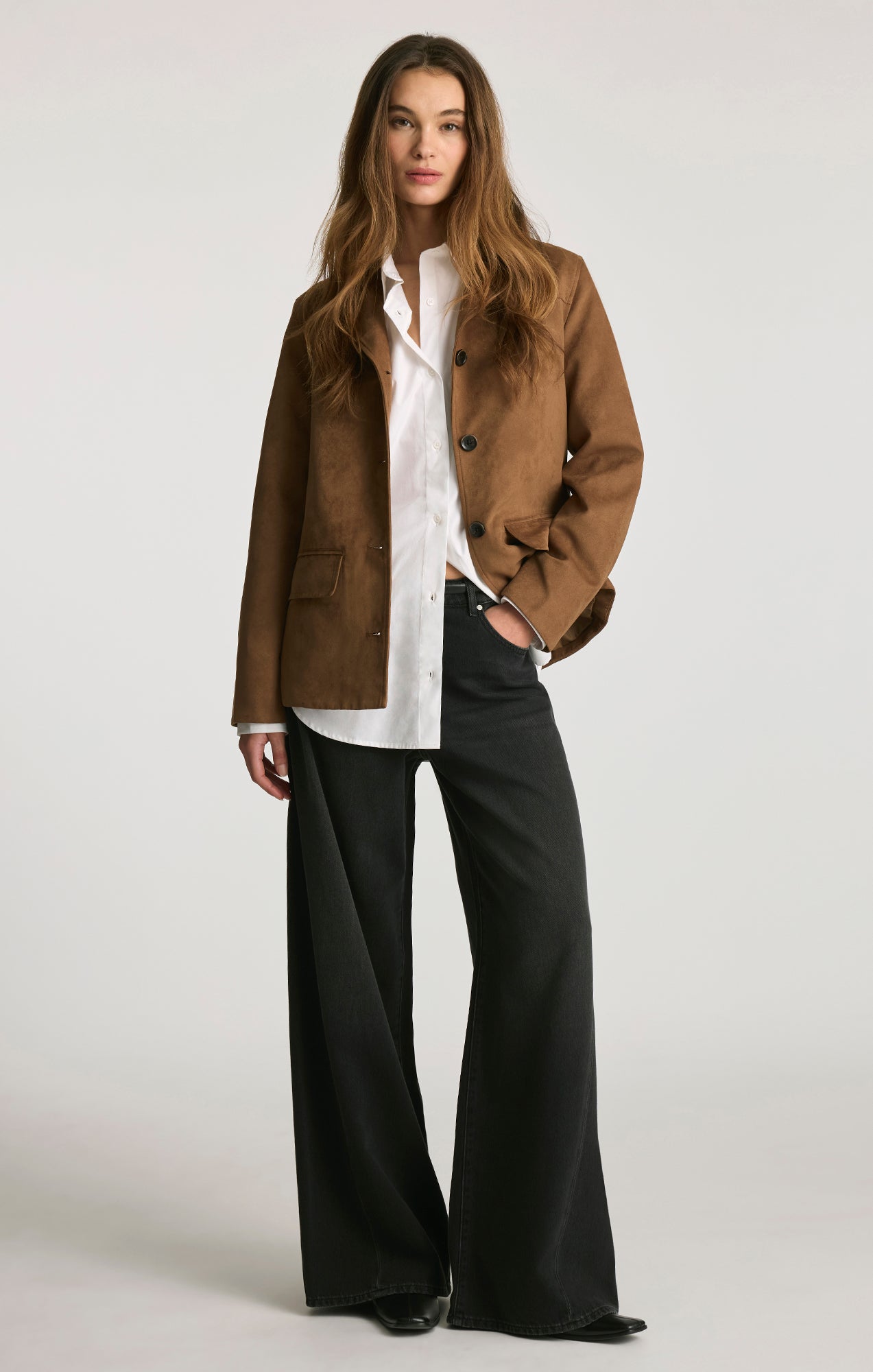 FAUX SUEDE CHORE JACKET IN BISON - Mavi Jeans