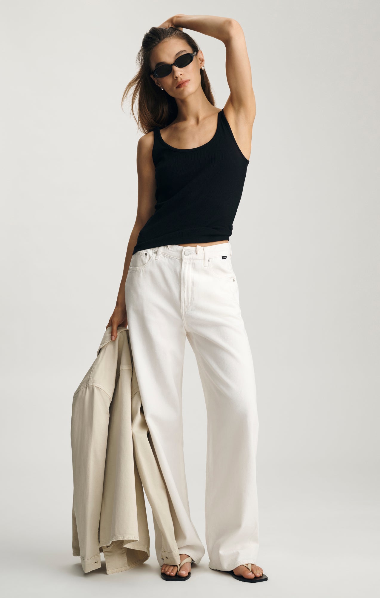 RIBBED SCOOP NECK TANK TOP IN BLACK - Mavi Jeans