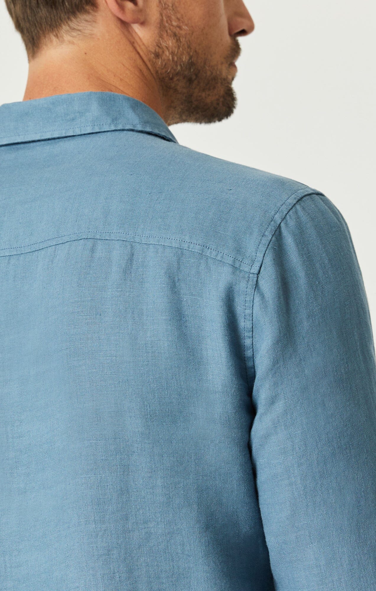 Jeans blue linen handmade men's cheapest shirt, shirt for everyday, shirt without bracelets.