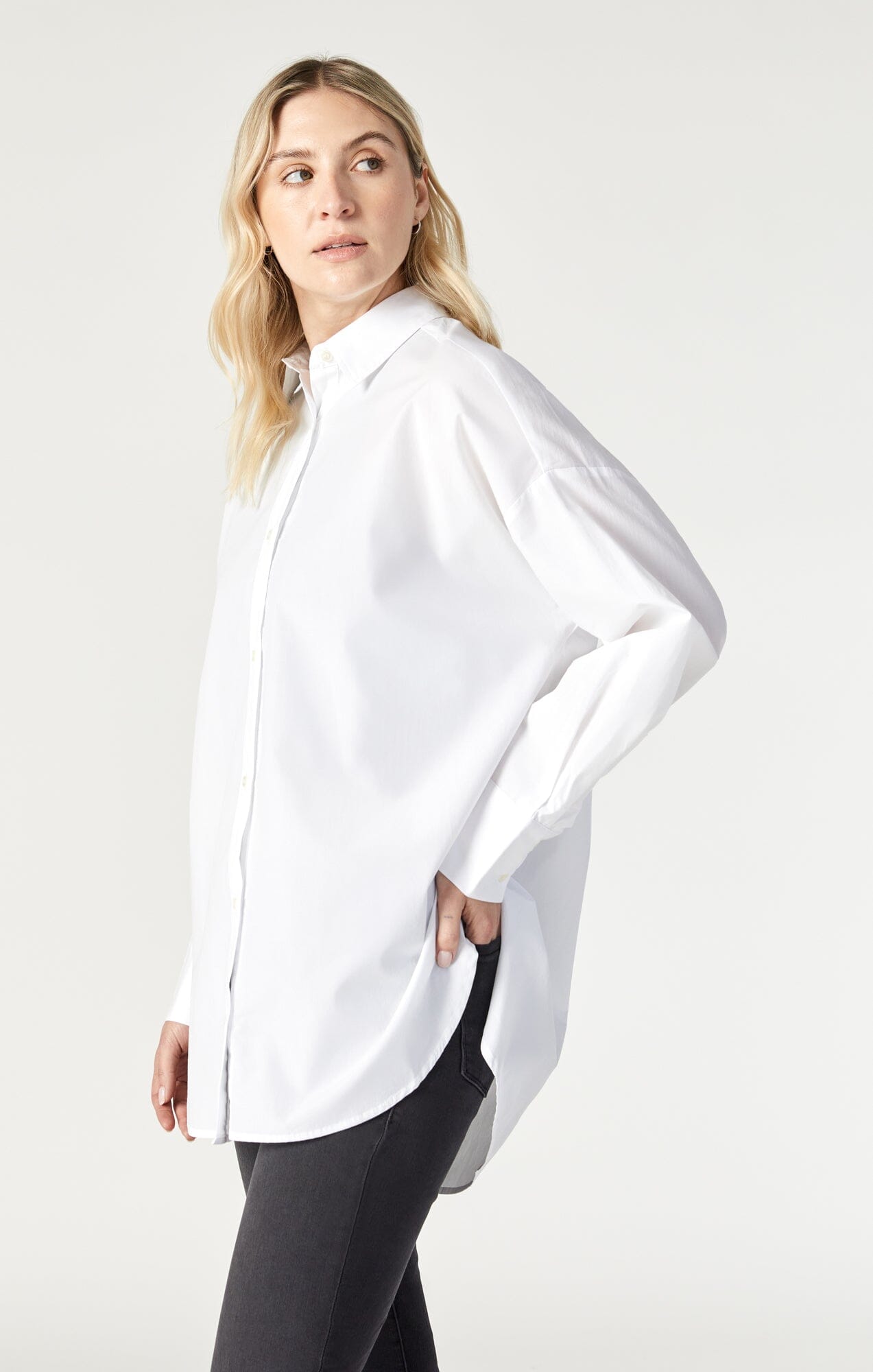 Mavi Women's Long Sleeve Button-Up Shirt In Antique White