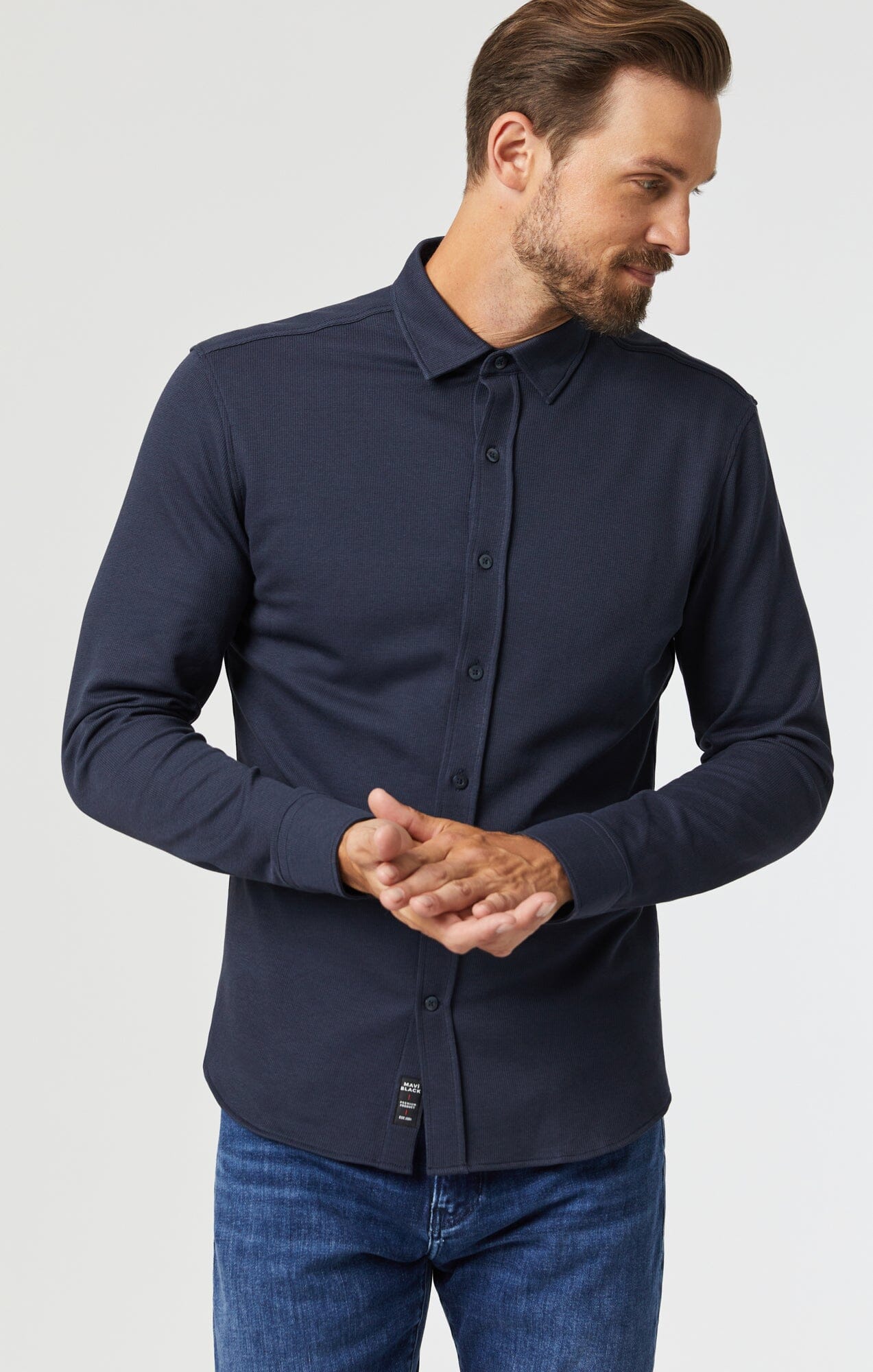 Blue Slim Fit Shirt in Egyptian Cotton Denim | SUITSUPPLY US