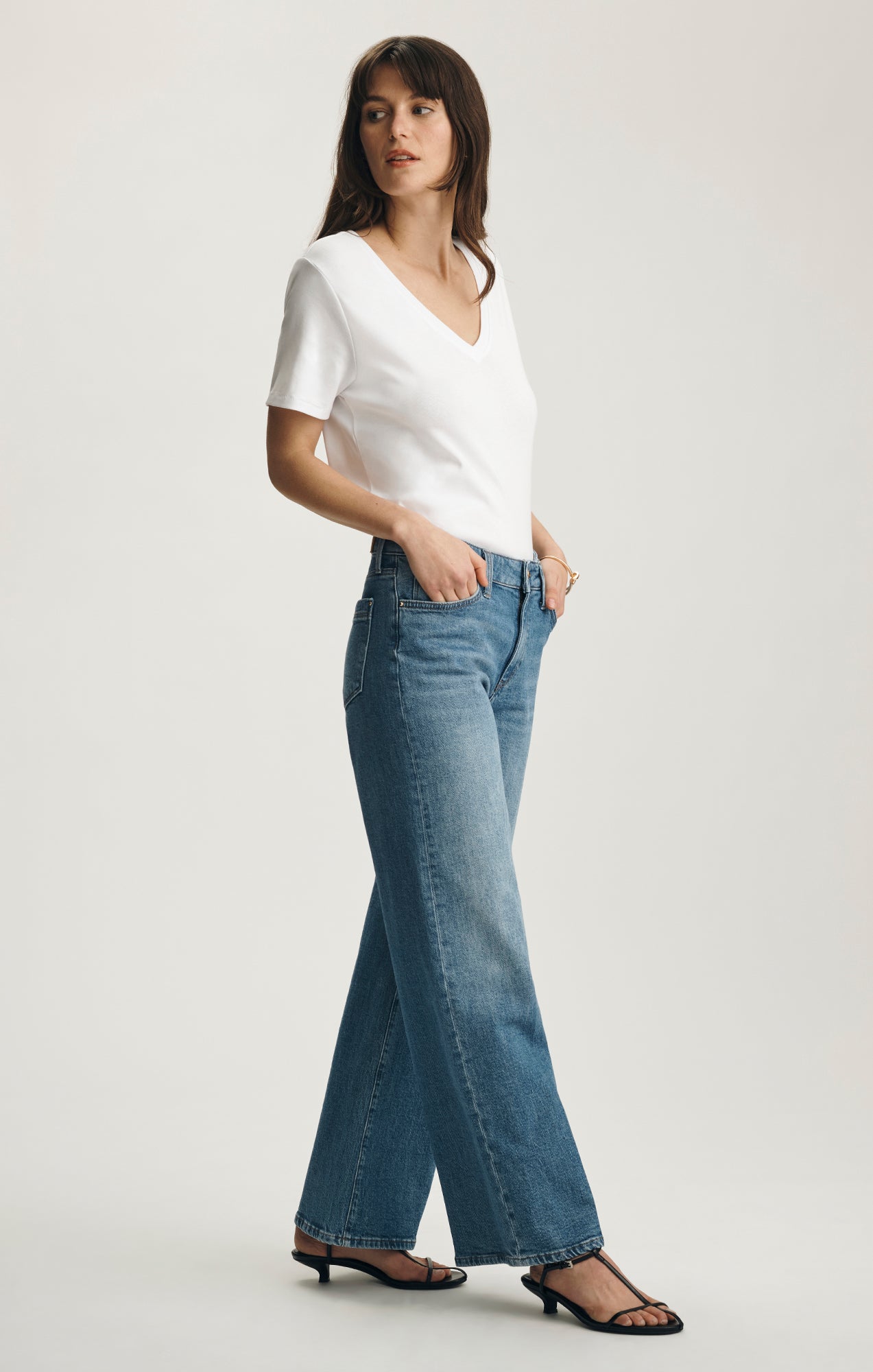 PALOMA WIDE LEG IN MID BRUSHED GOLD PREMIUM - Mavi Jeans