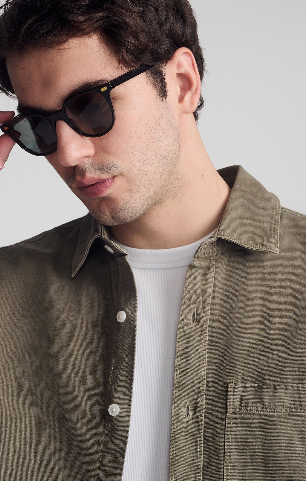 ONE POCKET LONG SLEEVE BUTTON-UP SHIRT IN BUNGEE CORD - Mavi Jeans