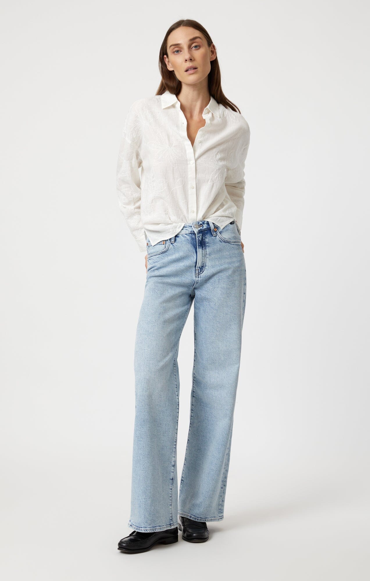 JACQUARD LONG SLEEVE SHIRT IN WHITE - Mavi Jeans