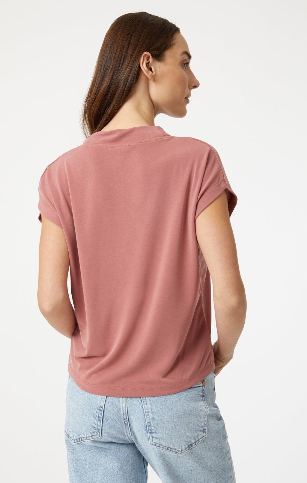 LUXE TOUCH TENCEL™ V-NECK SHIRT IN CANYON ROSE - Mavi Jeans