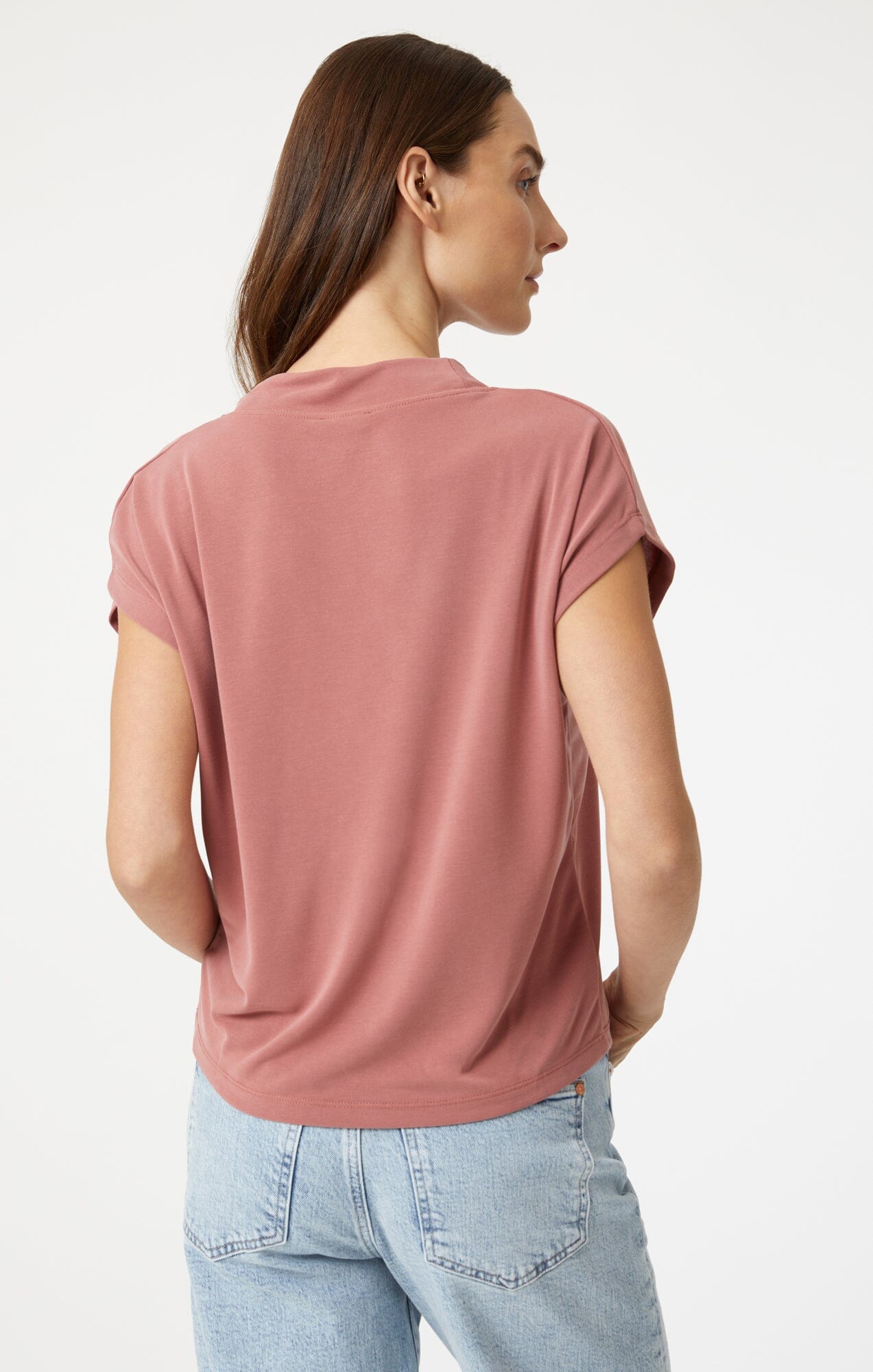 LUXE TOUCH TENCEL™ V-NECK SHIRT IN CANYON ROSE - Mavi Jeans