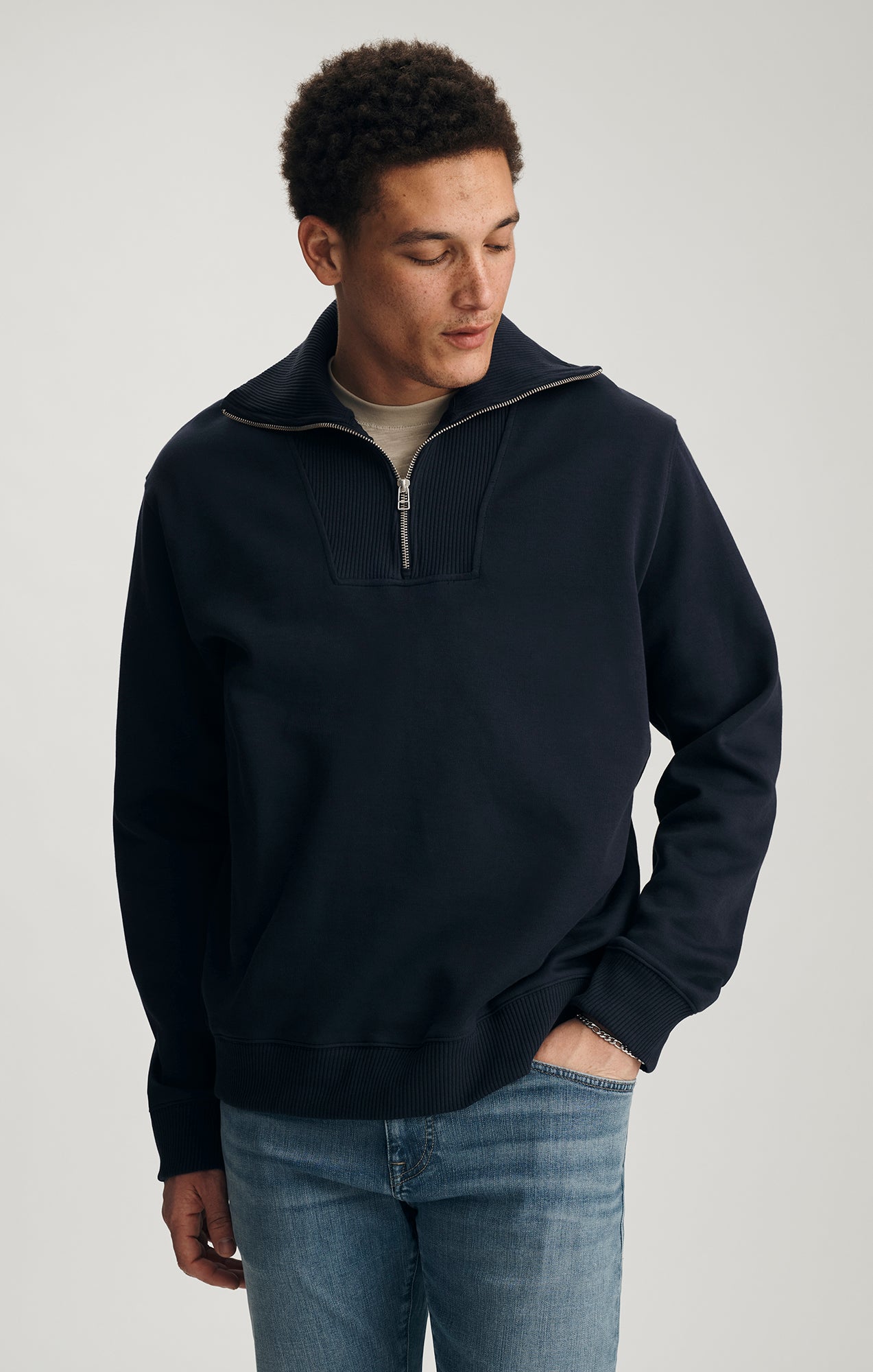 HALF ZIP SWEATSHIRT IN NIGHT SKY - Mavi Jeans