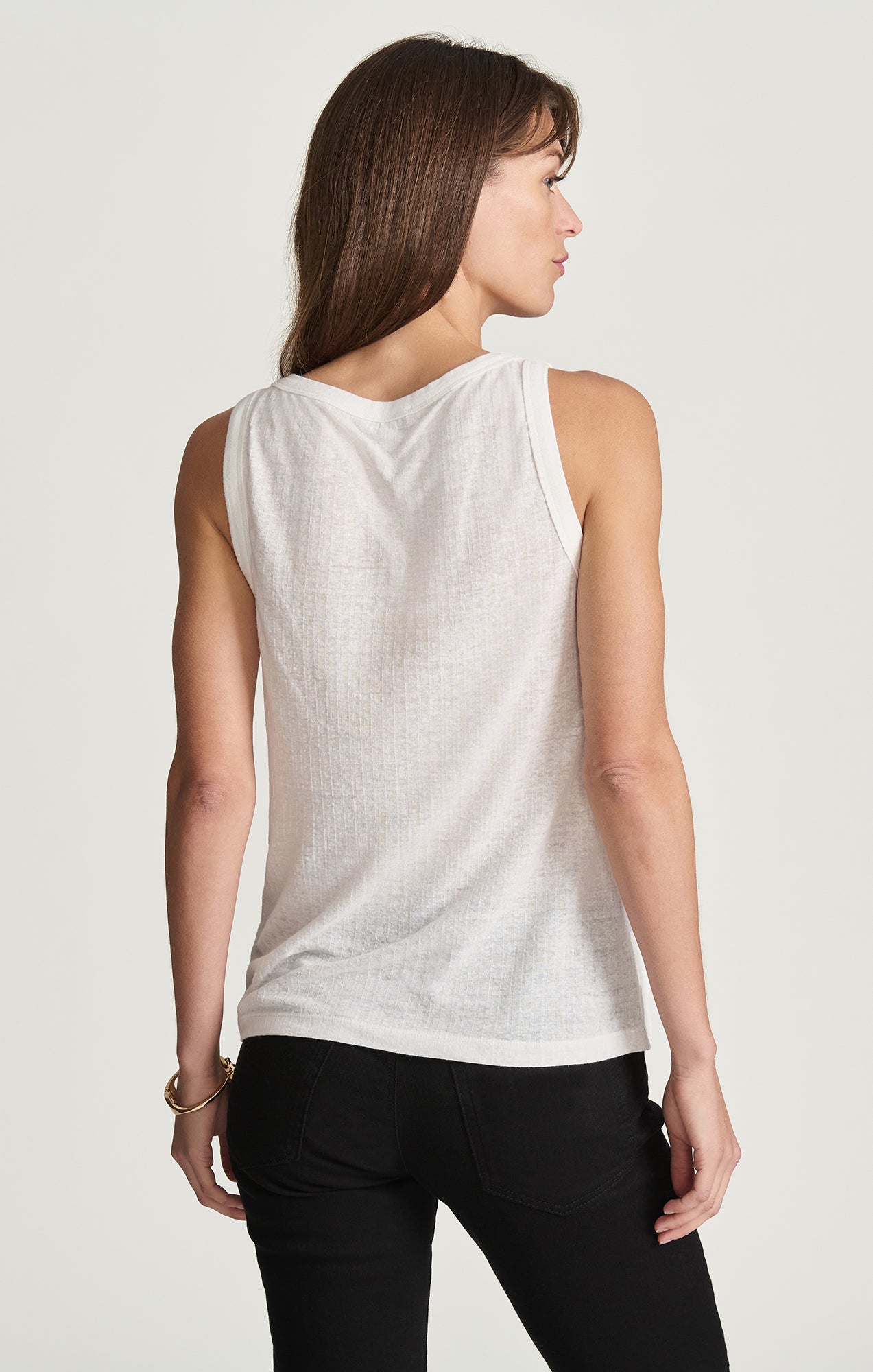 TRUE HEMP BOAT NECK TANK TOP IN WHITE - Mavi Jeans