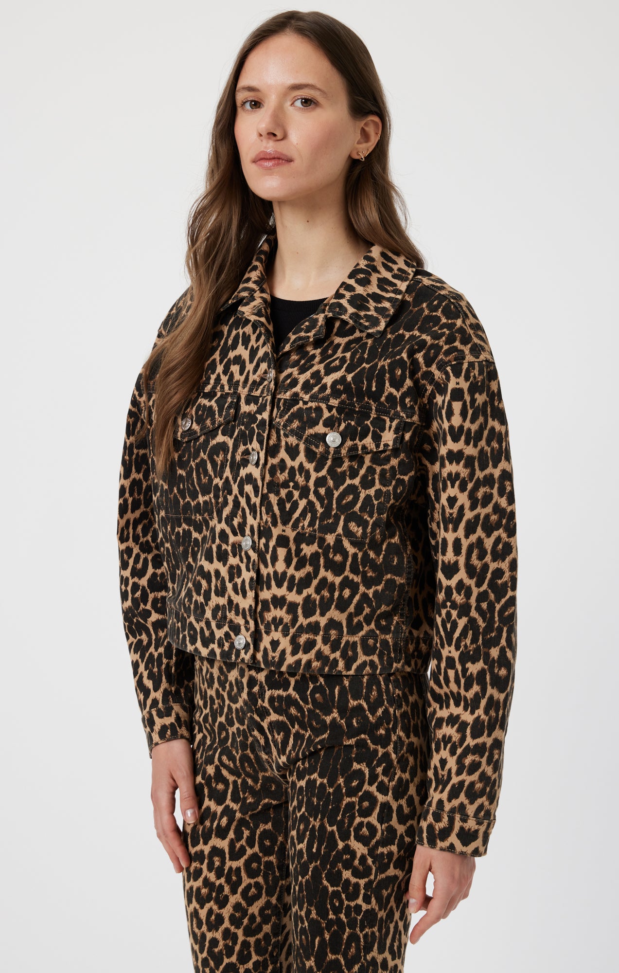 MAREN CROP JACKET IN LEOPARD DENIM - Mavi Jeans