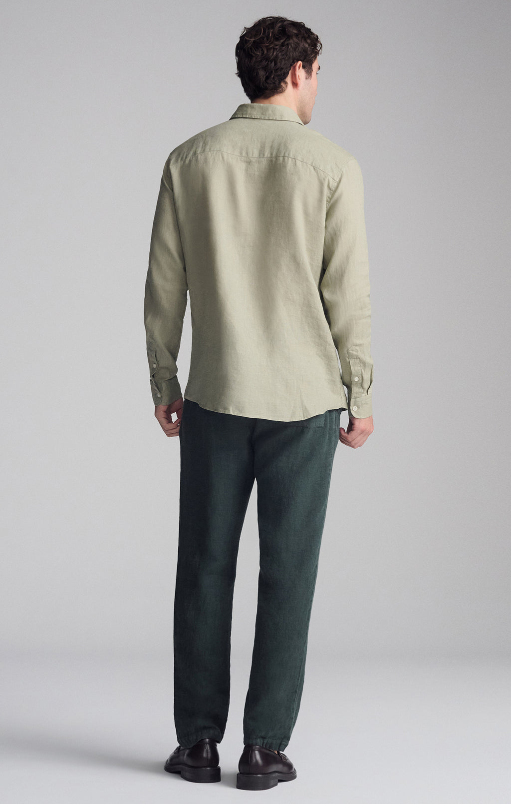LINEN LONG SLEEVE BUTTON-UP SHIRT IN SEAGRASS - Mavi Jeans