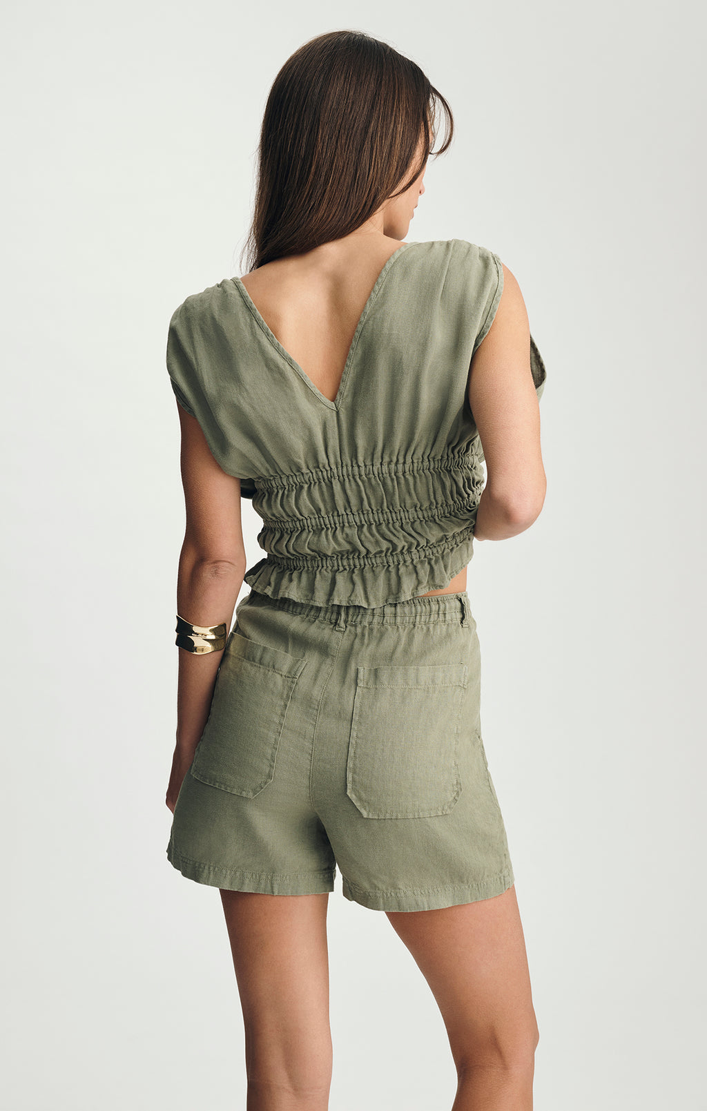 LINEN TIE-WAIST SHORTS IN SEA SPRAY - Mavi Jeans