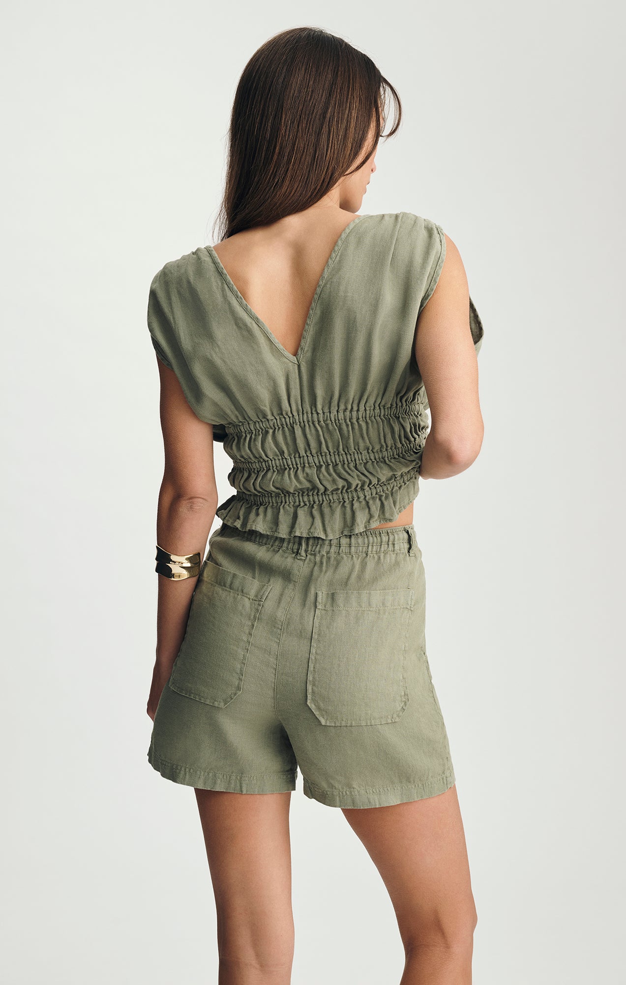 LINEN TIE-WAIST SHORTS IN SEA SPRAY - Mavi Jeans