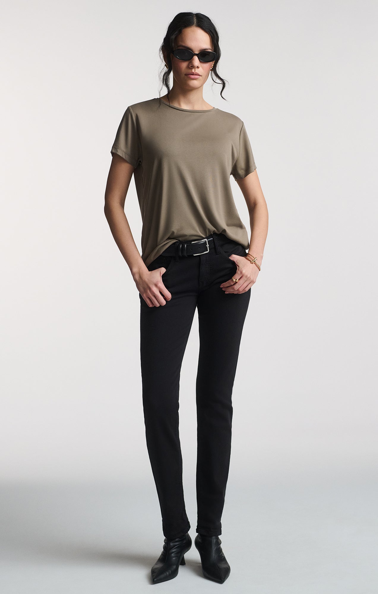 LUXE TOUCH TENCEL™ CREW NECK T-SHIRT IN MOREL - Mavi Jeans
