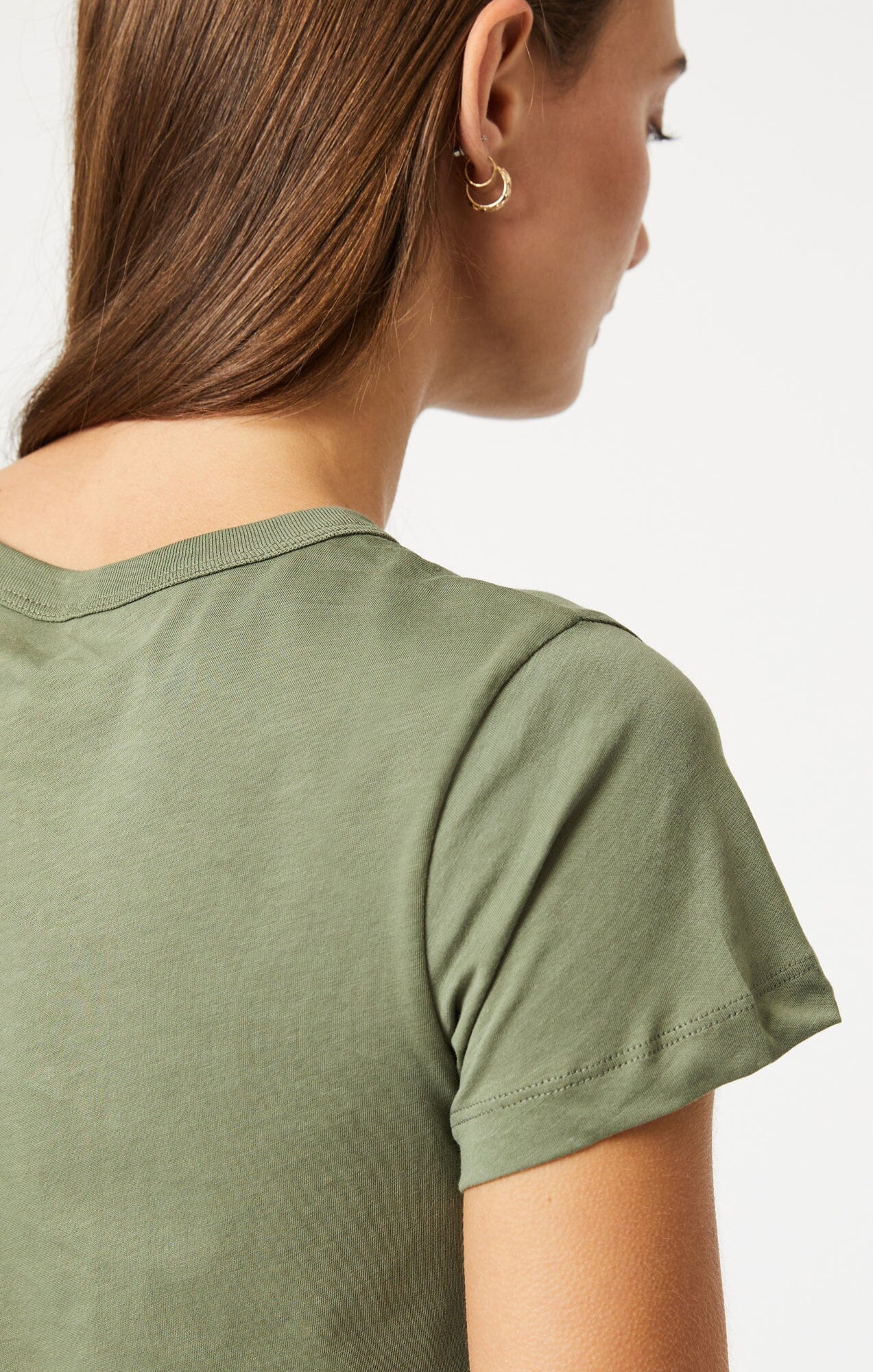 SLIM CREW NECK T-SHIRT IN DEEP LICHEN GREEN - Mavi Jeans