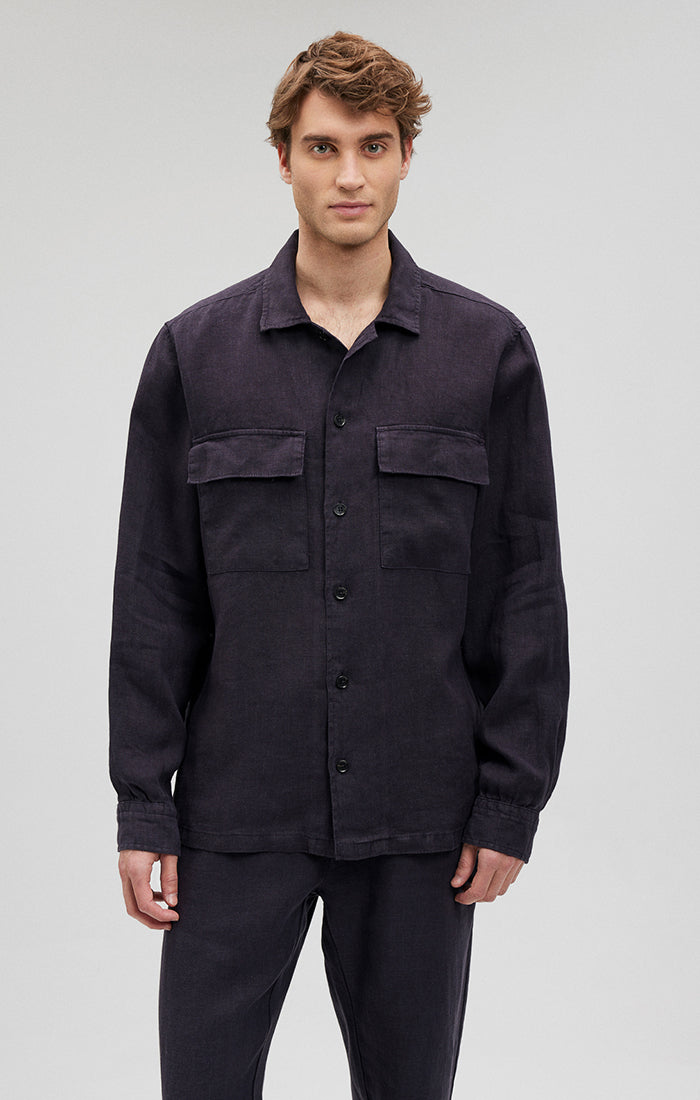 DOUBLE POCKET BUTTON-UP LINEN SHIRT IN PERISCOPE - Mavi Jeans
