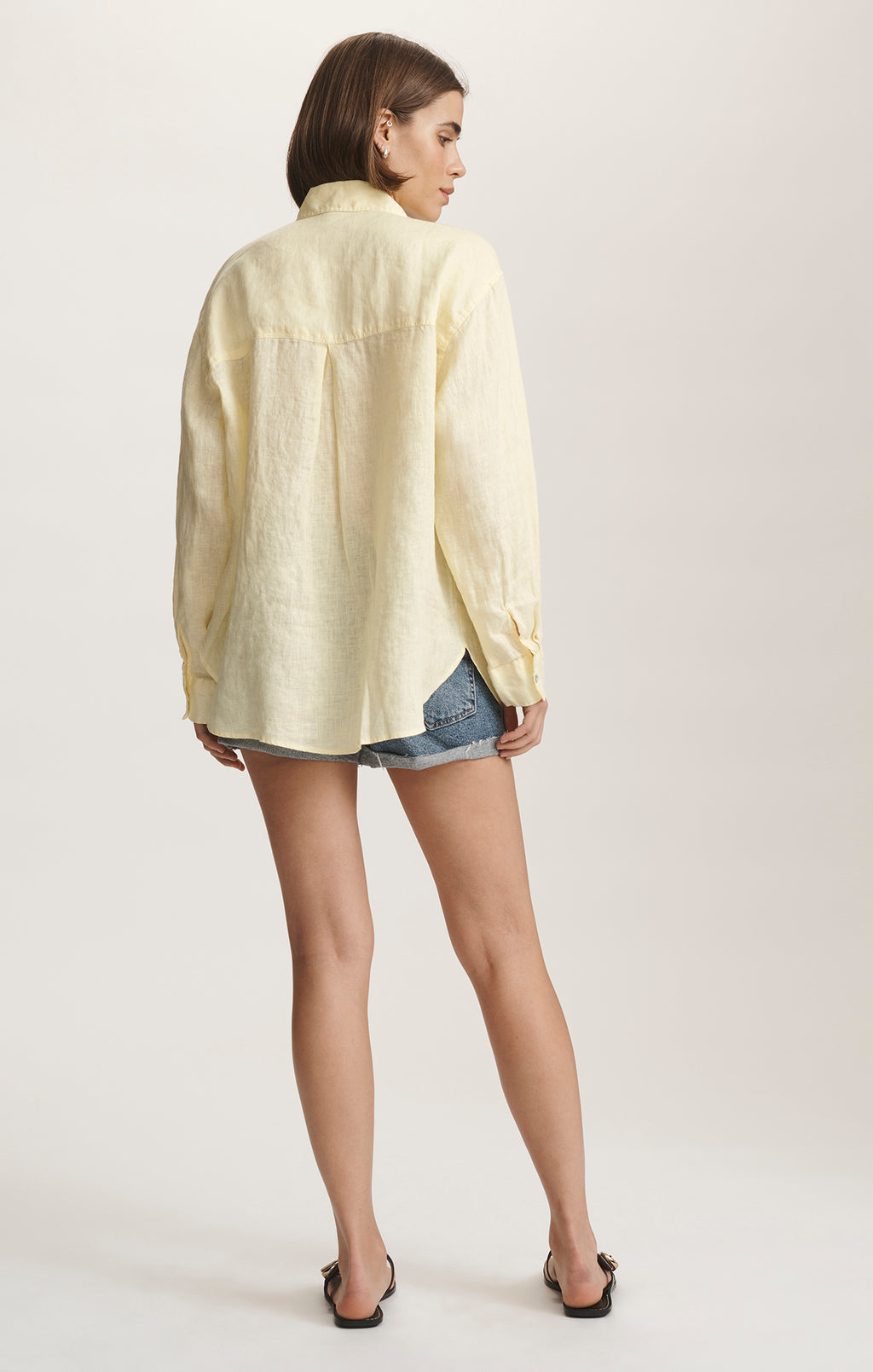 LINEN BUTTON-UP SHIRT IN PASTEL YELLOW - Mavi Jeans
