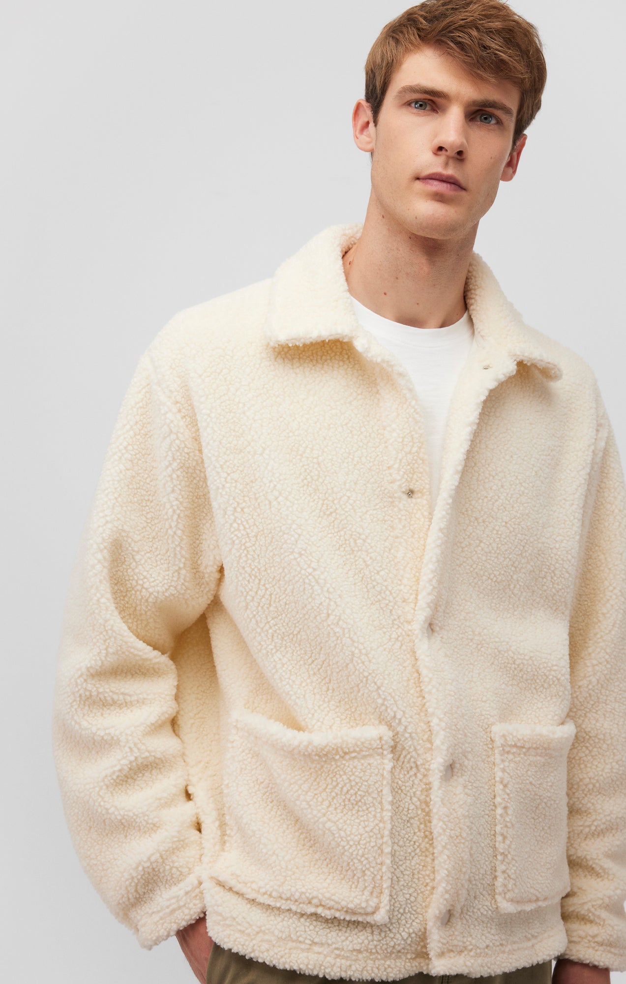 SHERPA BUTTON-UP JACKET IN ANTIQUE WHITE - Mavi Jeans