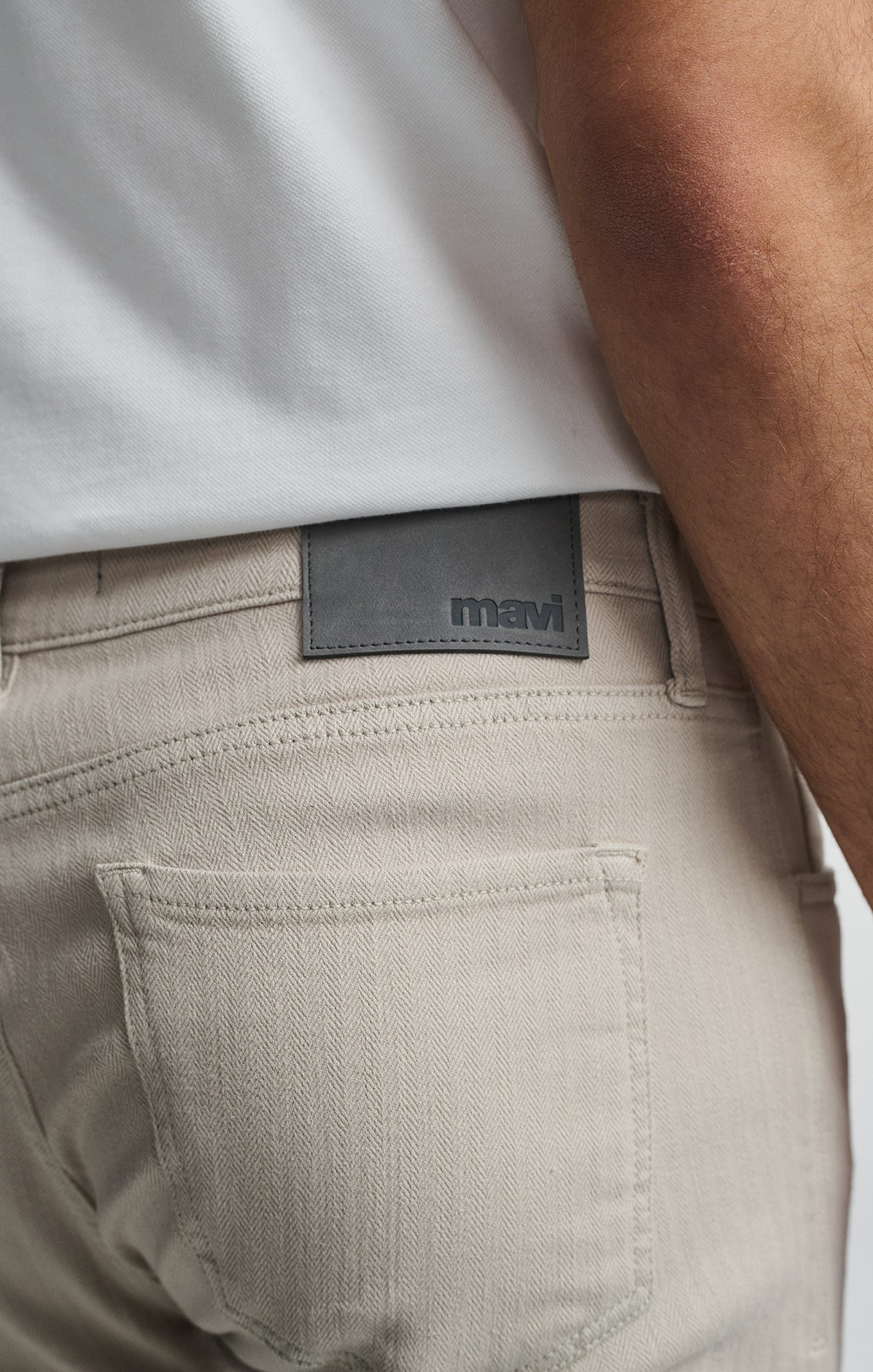 JAKE SLIM LEG IN OYSTER HERRINGBONE - Mavi Jeans