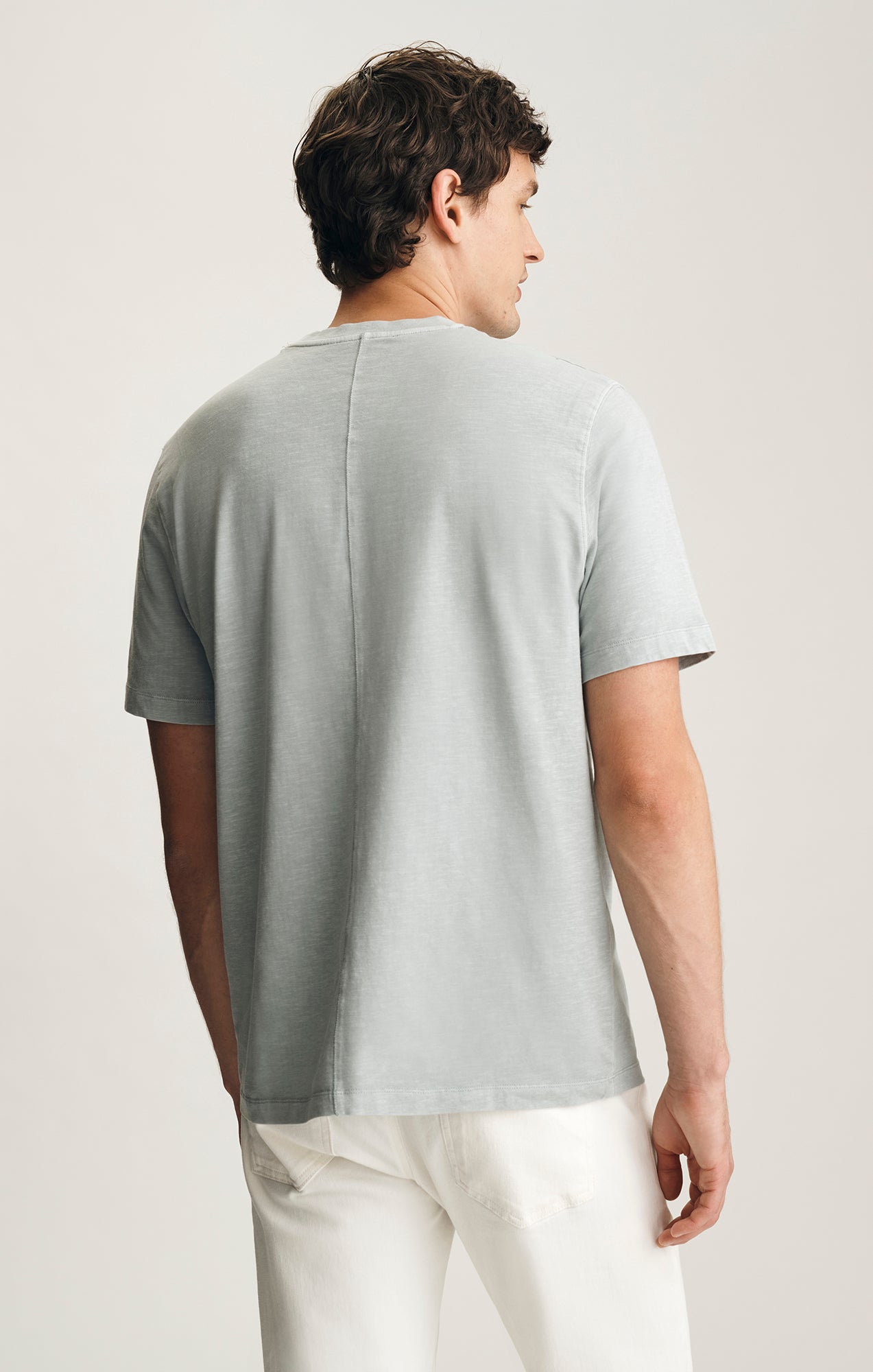 SOFT SLUB CREW NECK T-SHIRT IN AQUA GREY - Mavi Jeans