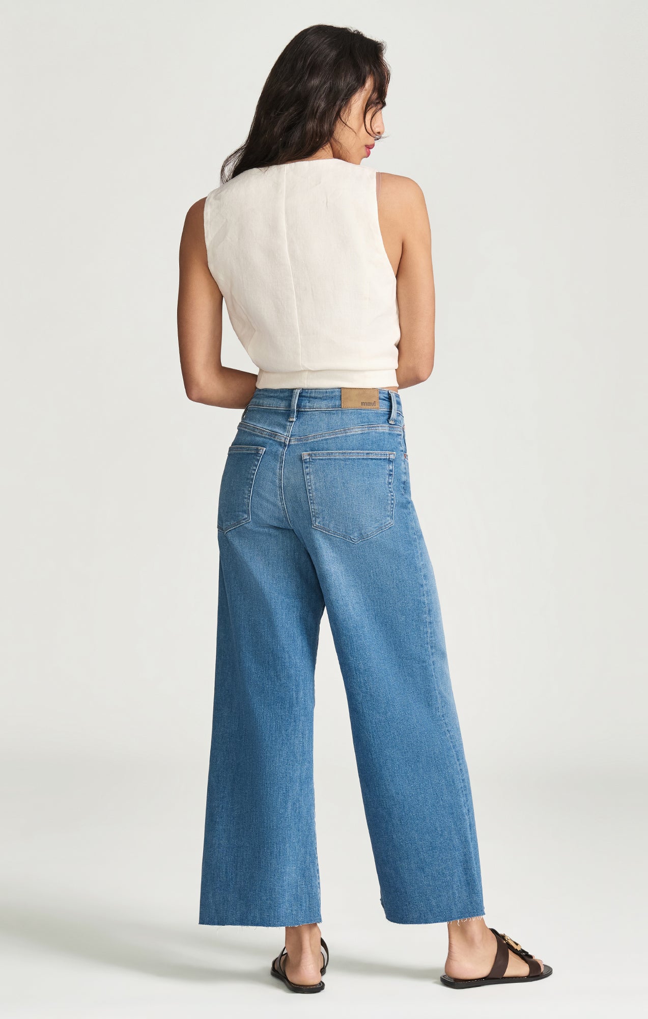 PALOMA CROPPED WIDE LEG IN MID BRUSHED FLEX BLUE - Mavi Jeans