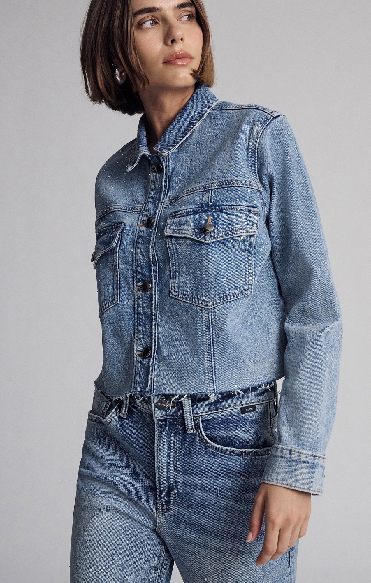 THALIA JACKET IN SHINY MID DENIM - Mavi Jeans