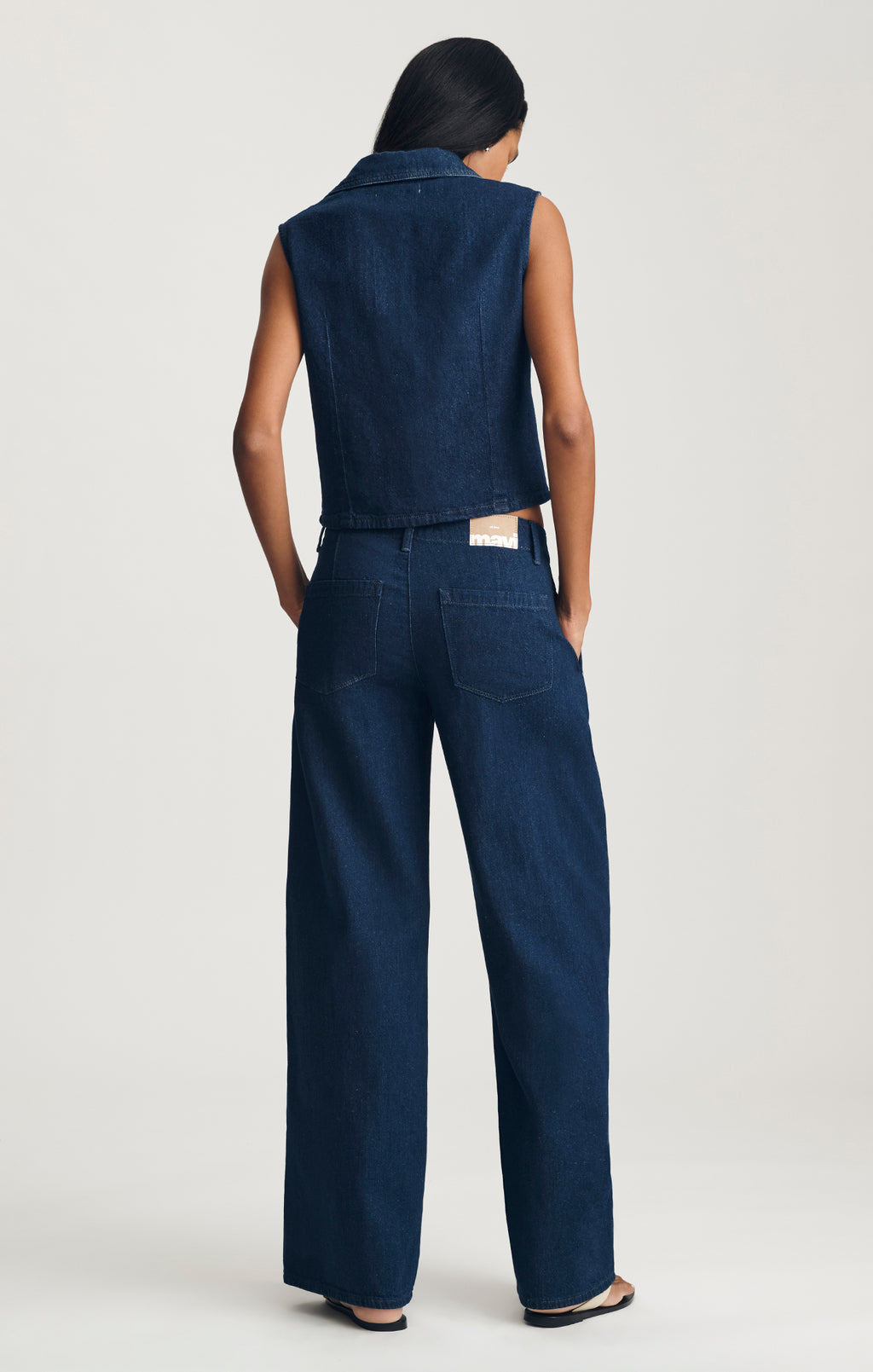 SIENA CHINO WIDE LEG IN DARK LINEN DENIM