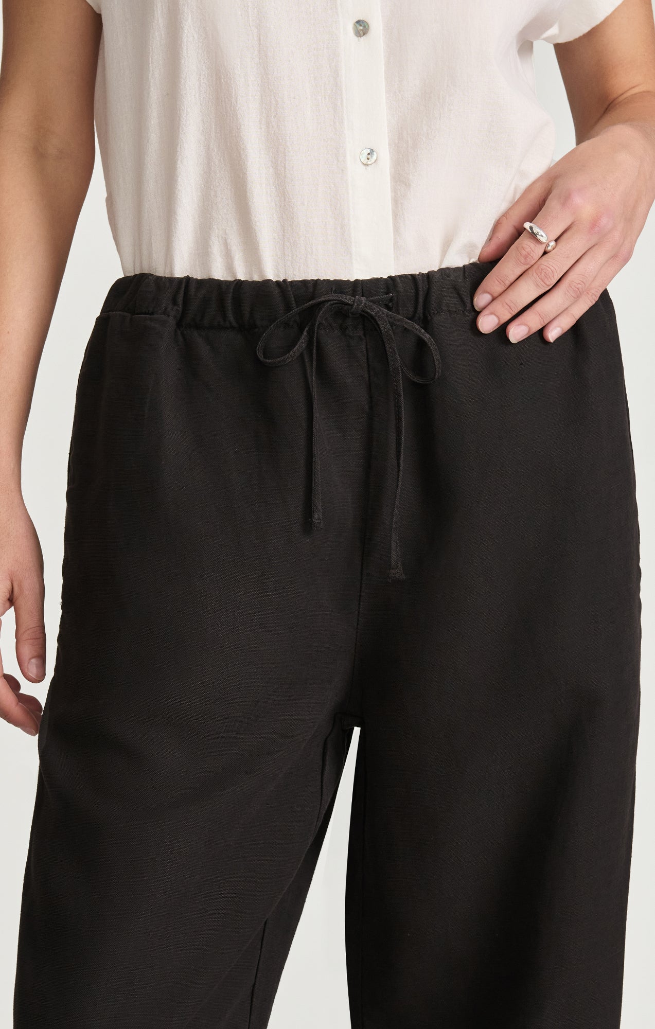 MARCELA WIDE LEG IN BLACK LINEN - Mavi Jeans