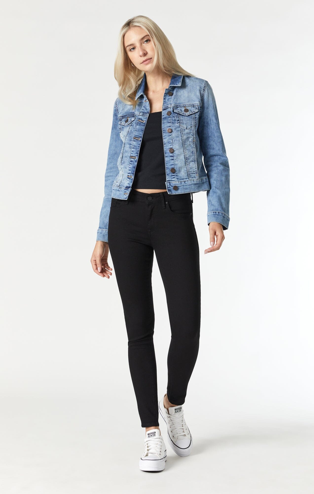 Mavi Women's Samantha Jean Jacket in Bleach Random Nolita