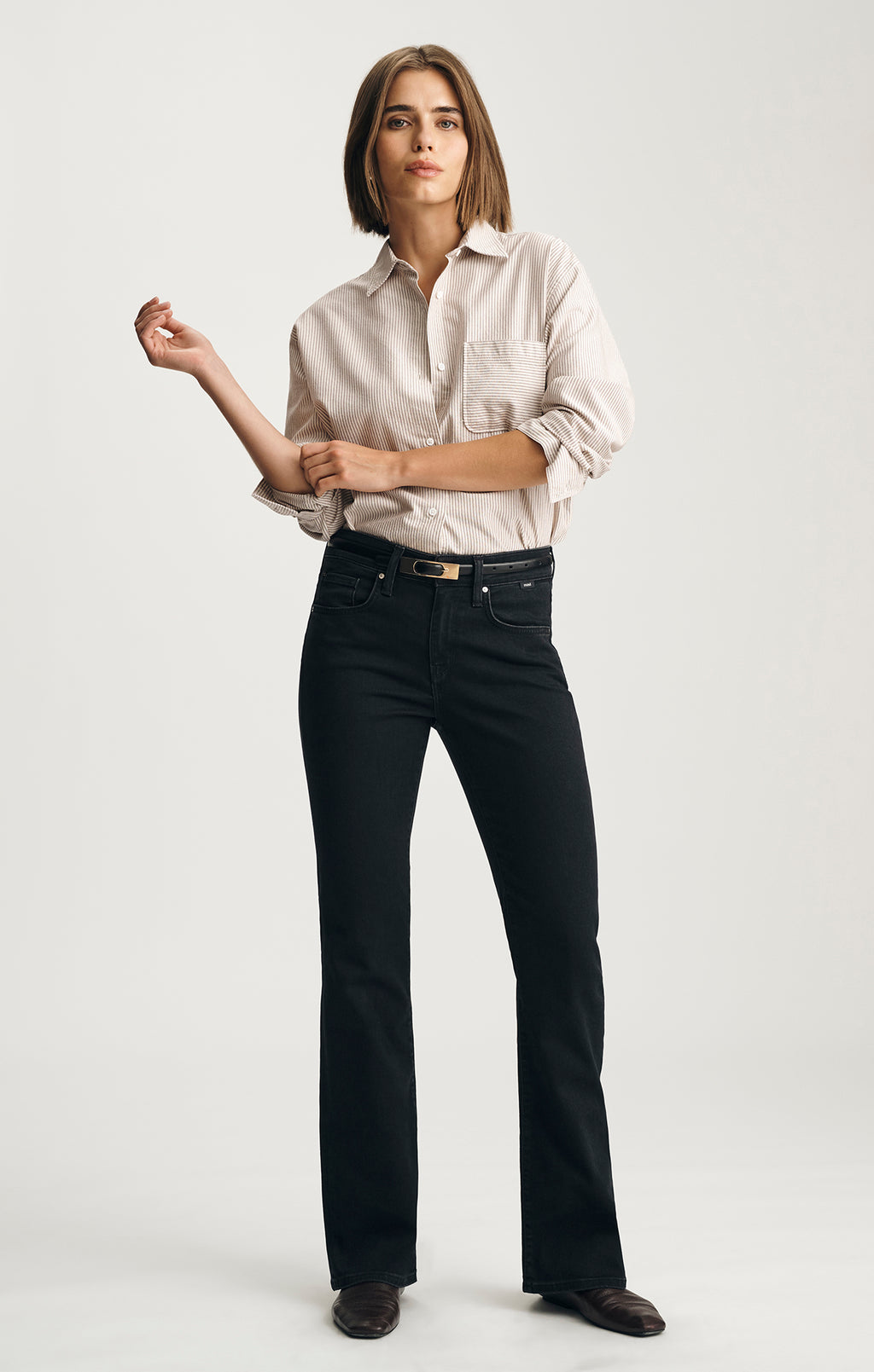 VICKY BOOTCUT IN DARK SMOKE FEATHER LUXE