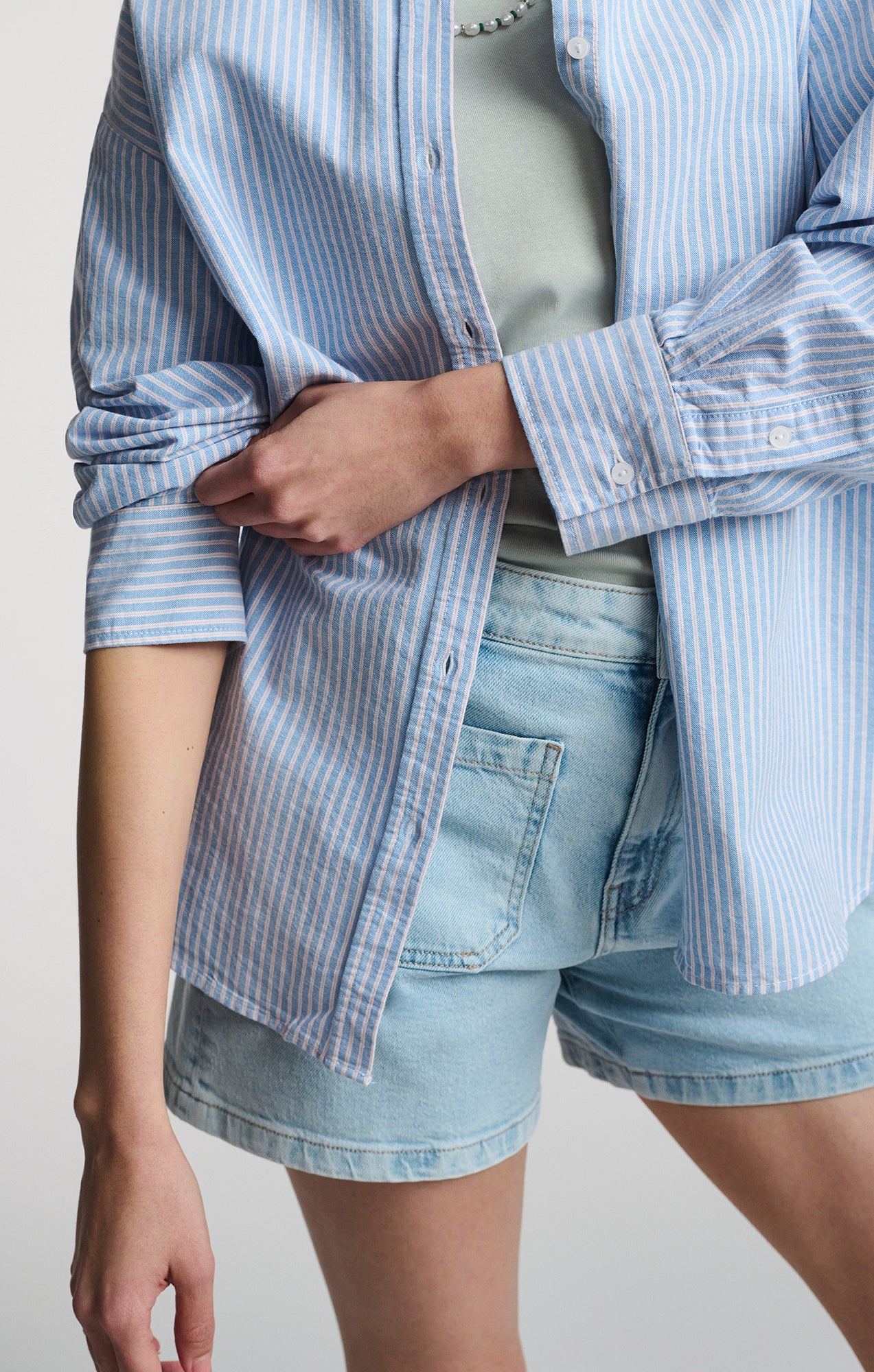 LONG SLEEVE BUTTON-UP SHIRT IN OXFORD BLUE STRIPED - Mavi Jeans