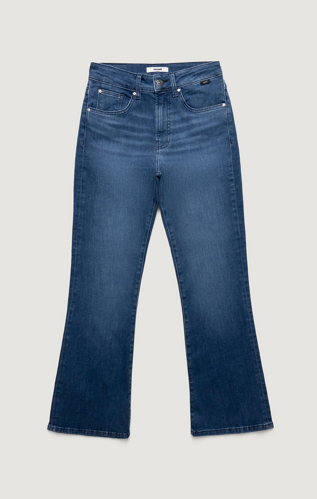 ANIKA CROPPED FLARE IN DARK BRUSHED FLEX BLUE