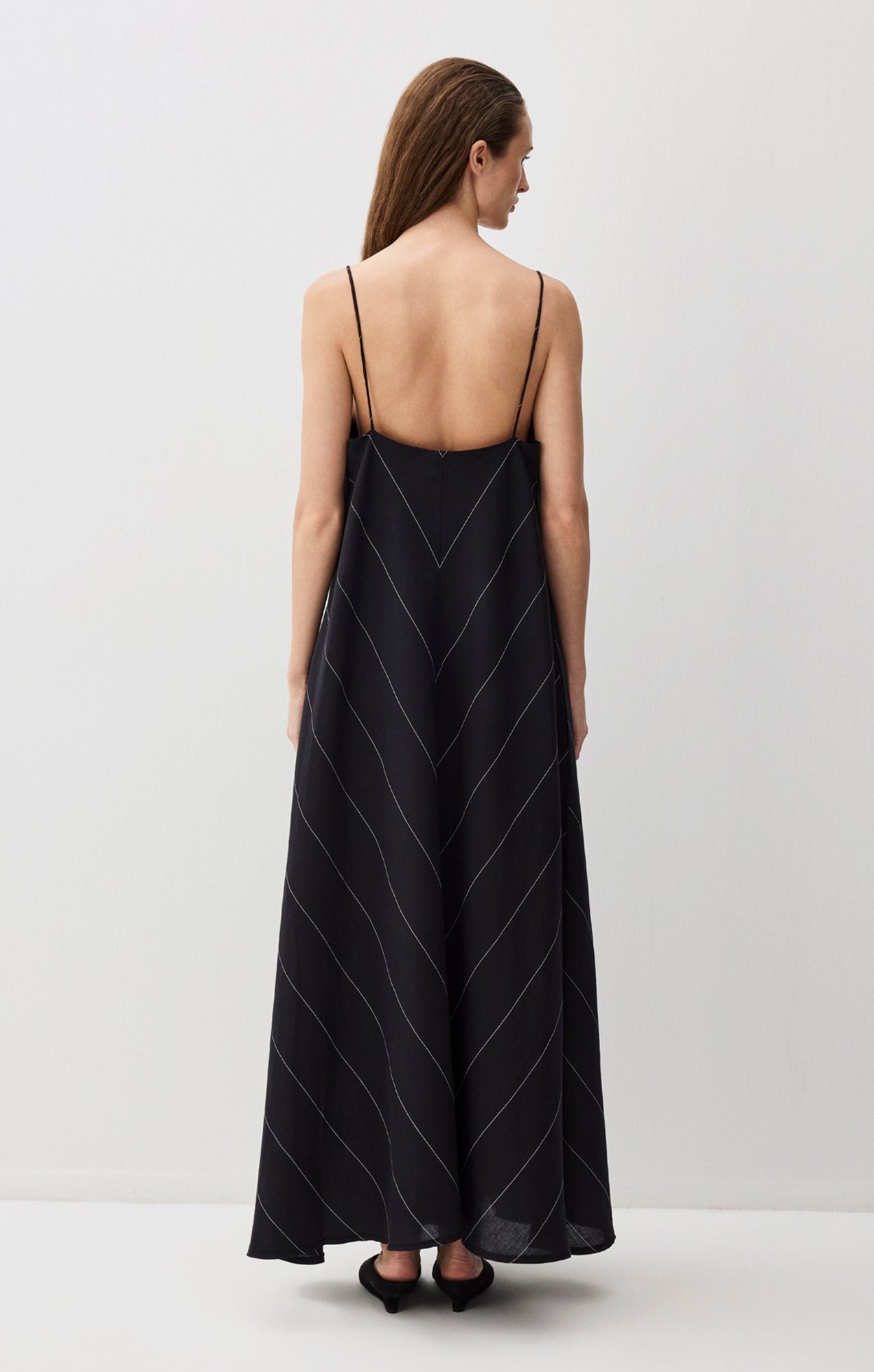 CAMI STRAP MAXI DRESS IN BLACK BEIGE STRIPE - Mavi Jeans