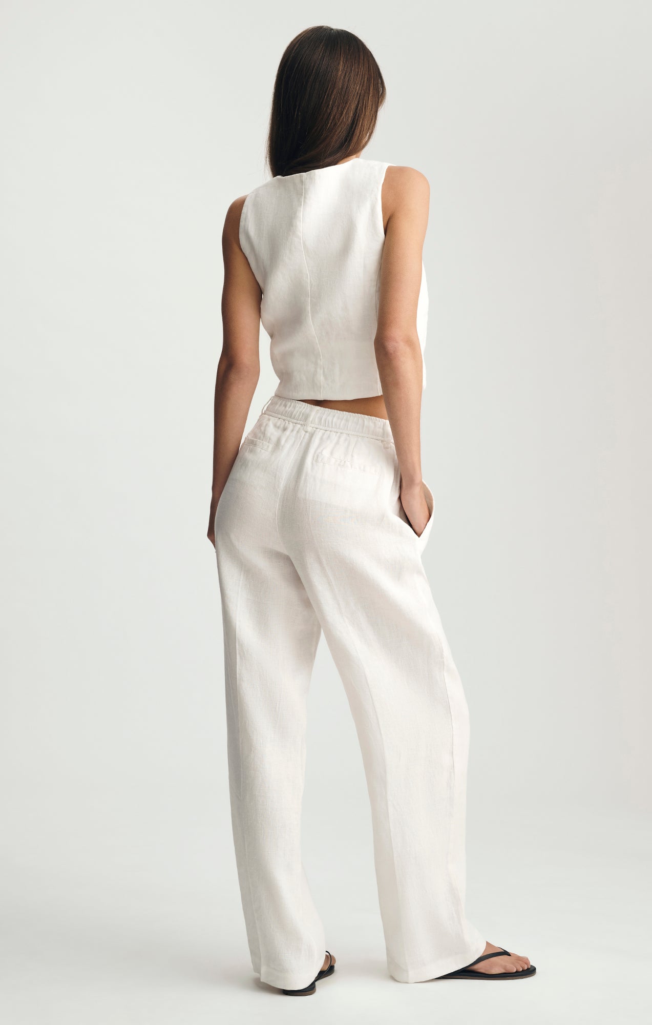 LINEN STRAIGHT LEG PANTS IN ANTIQUE WHITE - Mavi Jeans