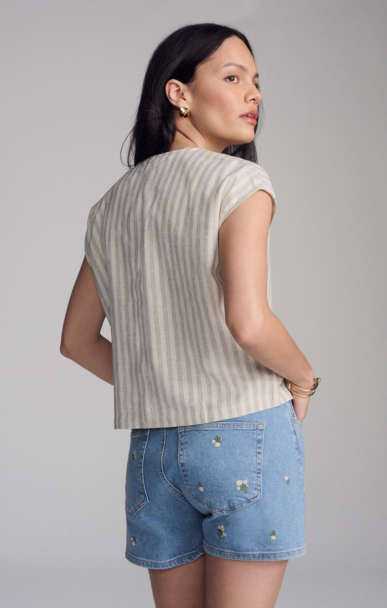 HEIDI SHORTS IN MID FLOWER DENIM - Mavi Jeans