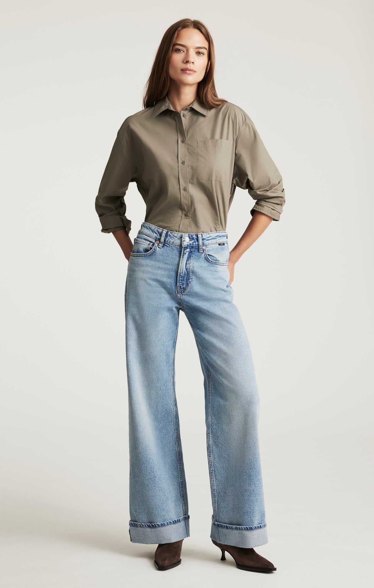 FLORIDA CUFFED WIDE LEG IN LIGHT BRUSHED CLASSIC BLUE - Mavi Jeans