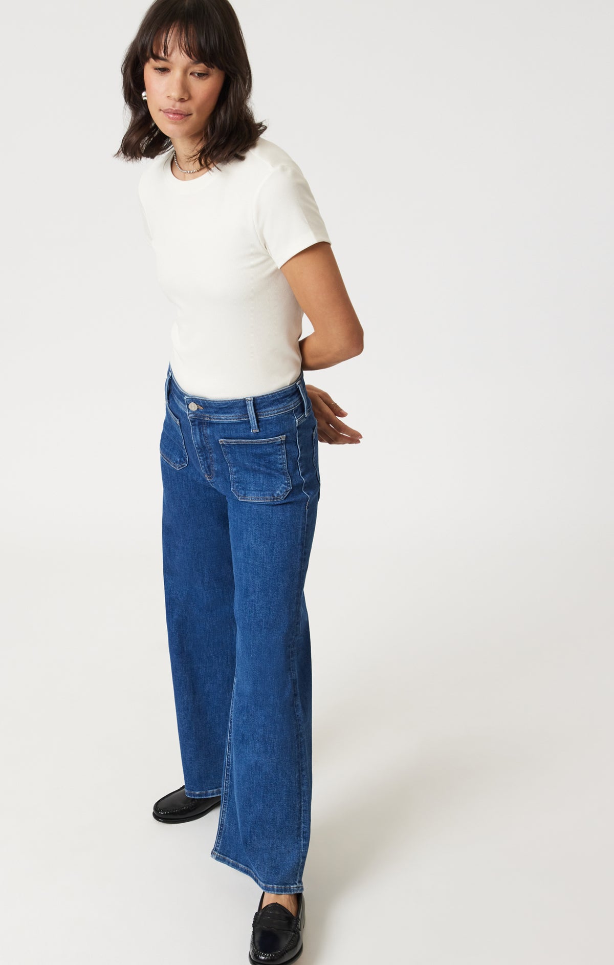 PALOMA MARINE WIDE LEG IN MID BRUSHED FLEX BLUE - Mavi Jeans