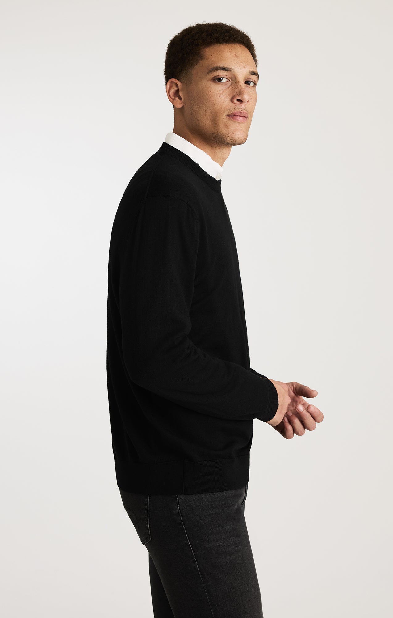 Mavi Men's Edition Merino Wool Crew Neck Sweater In Black Mavi Men's Edition Merino Wool Crew Neck Sweater In Black