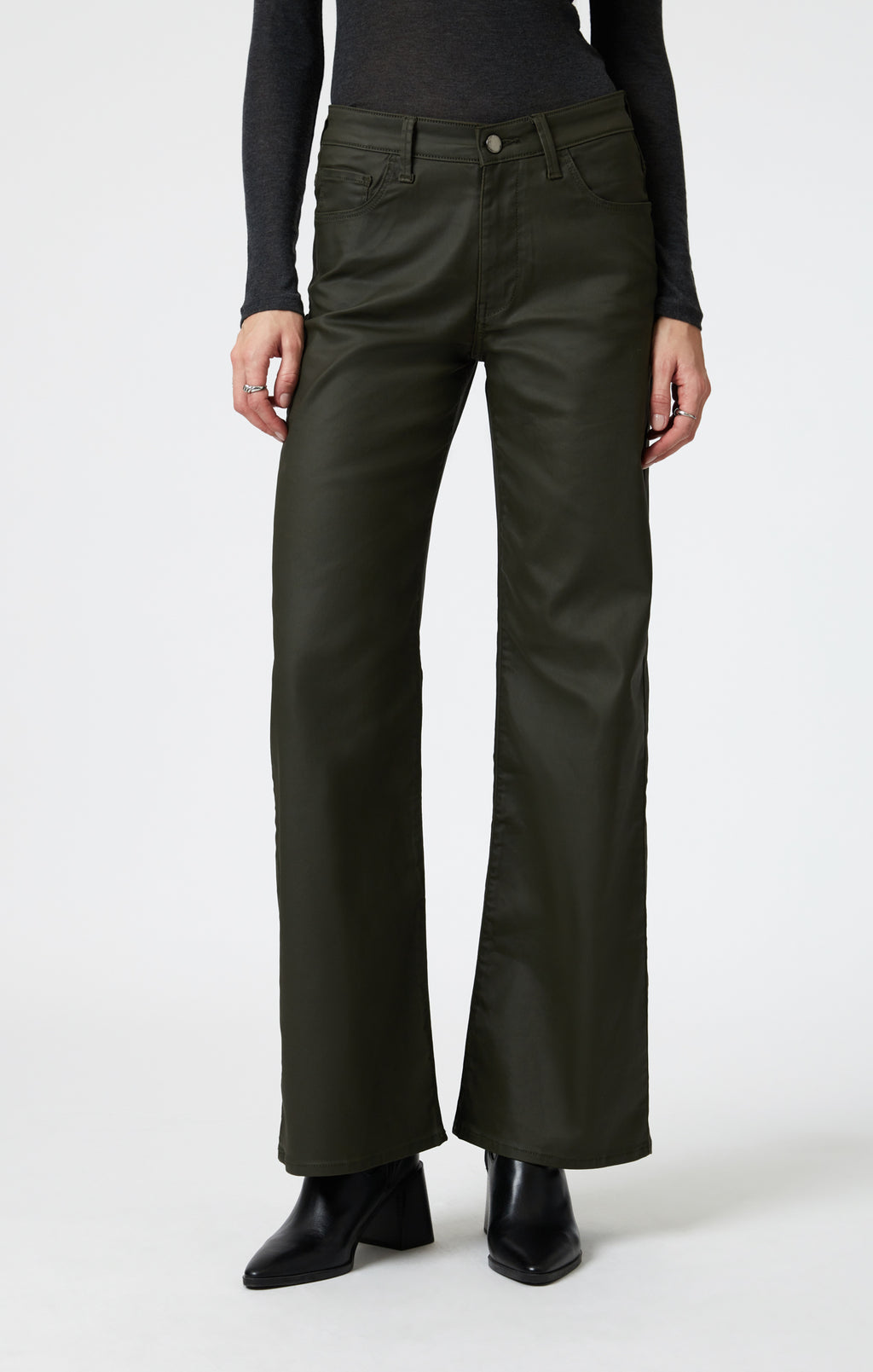 ALENA WIDE LEG IN DARK OLIVE COATED - Mavi Jeans