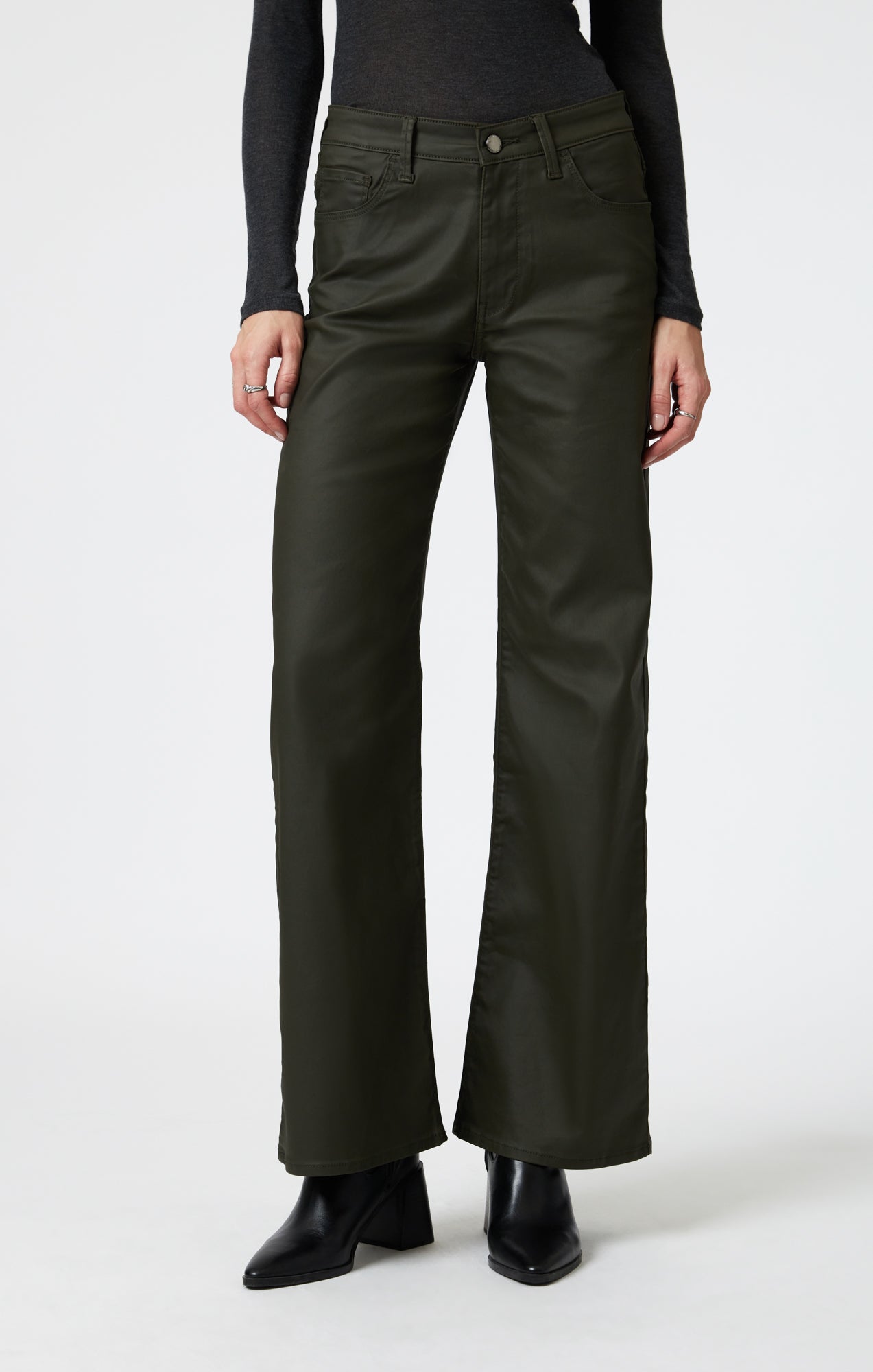 ALENA WIDE LEG IN DARK OLIVE COATED - Mavi Jeans