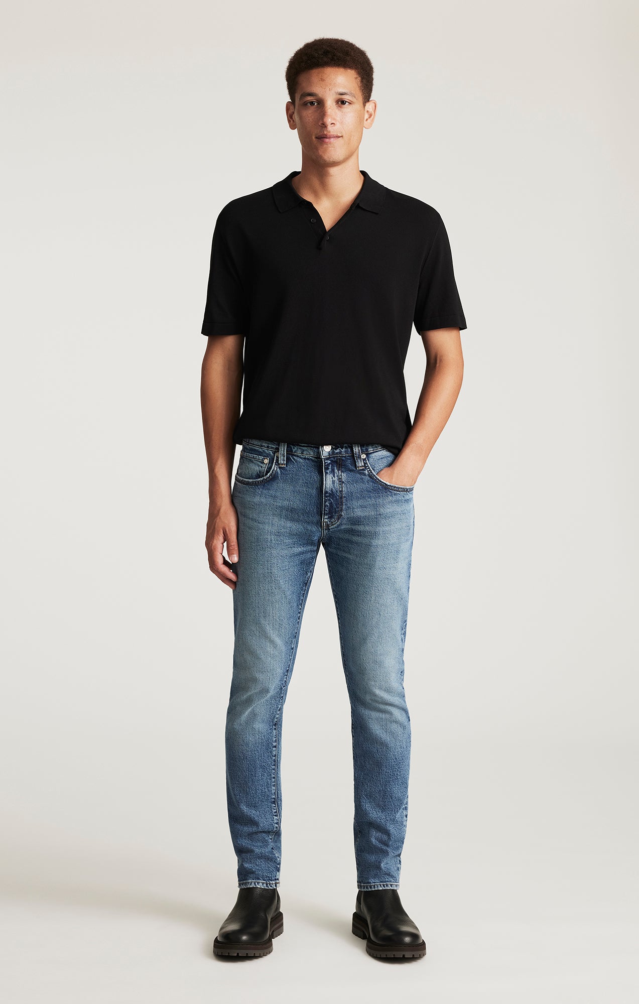 JAKE SLIM LEG IN USED BRUSHED CLASSIC BLUE - Mavi Jeans