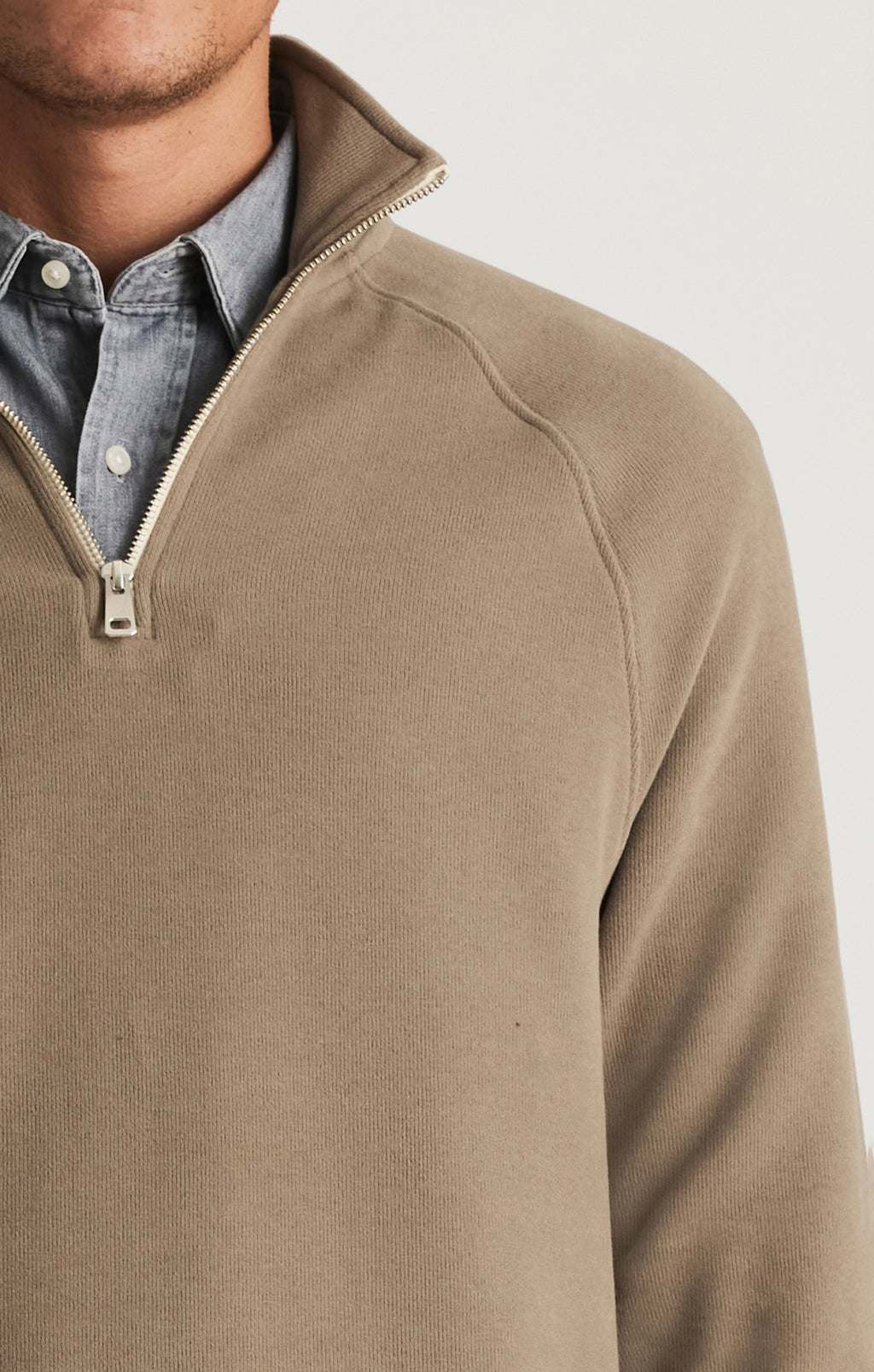 HALF ZIP SWEATSHIRT IN WALNUT - Mavi Jeans