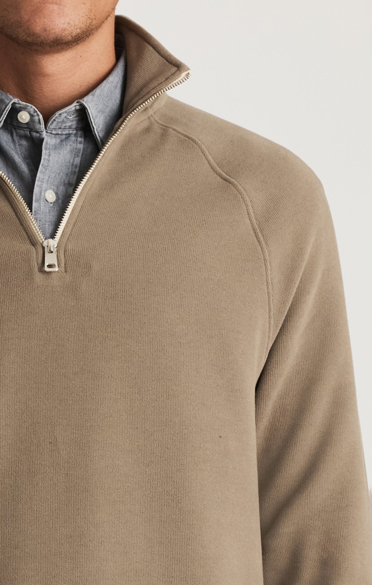 HALF ZIP SWEATSHIRT IN WALNUT - Mavi Jeans