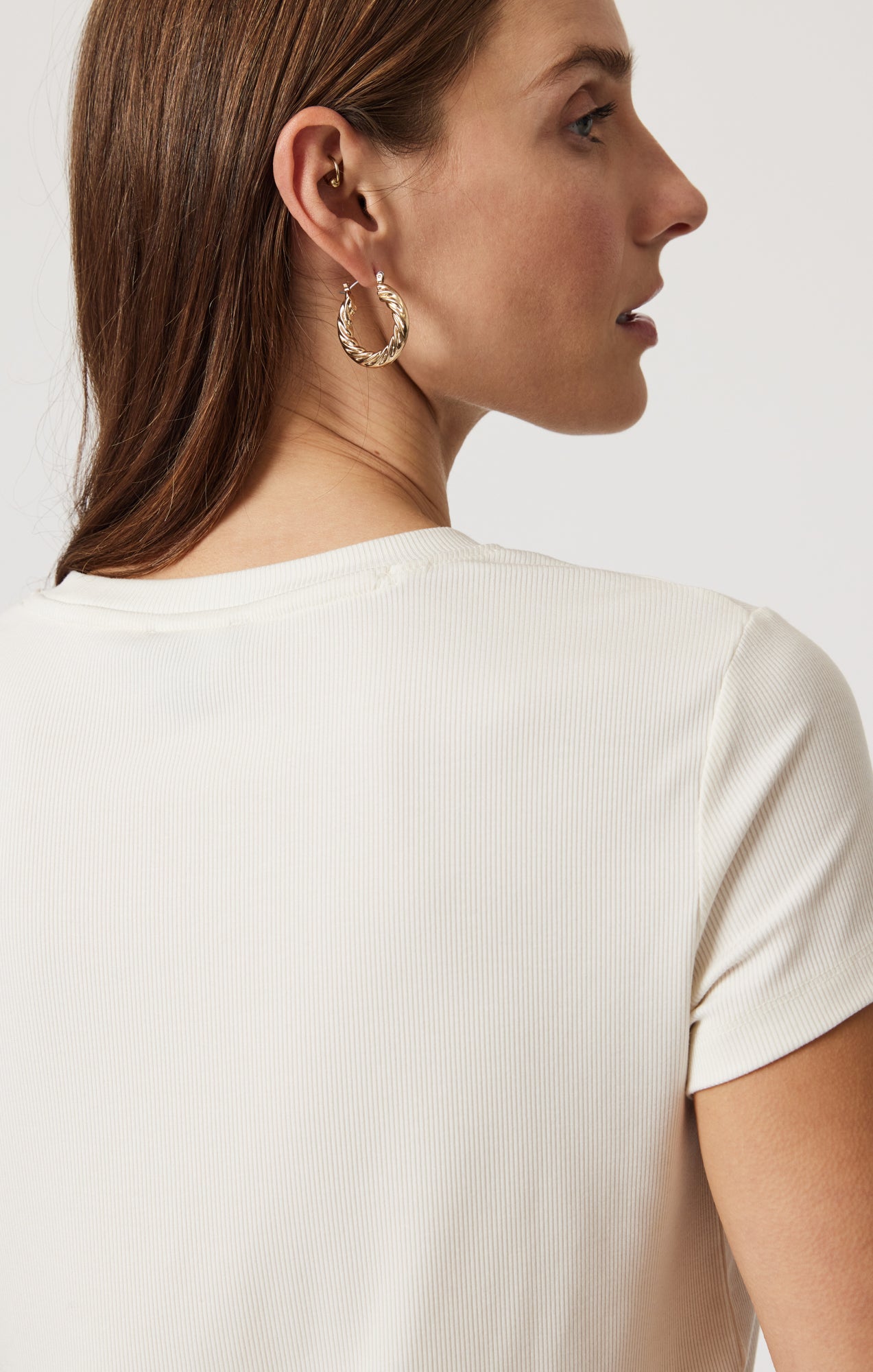 LUXE TOUCH TENCEL™ RIBBED T-SHIRT IN COCONUT MILK - Mavi Jeans