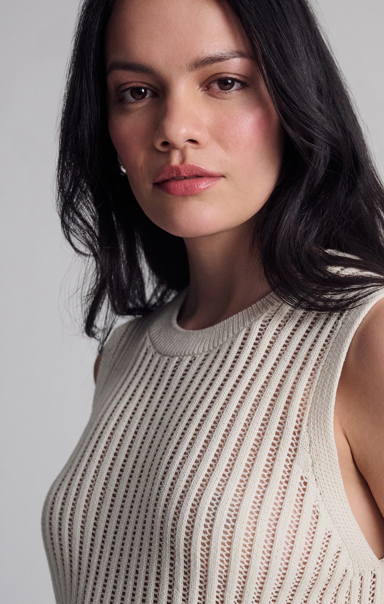 SLEEVELESS KNIT TOP IN COCONUT MILK - Mavi Jeans