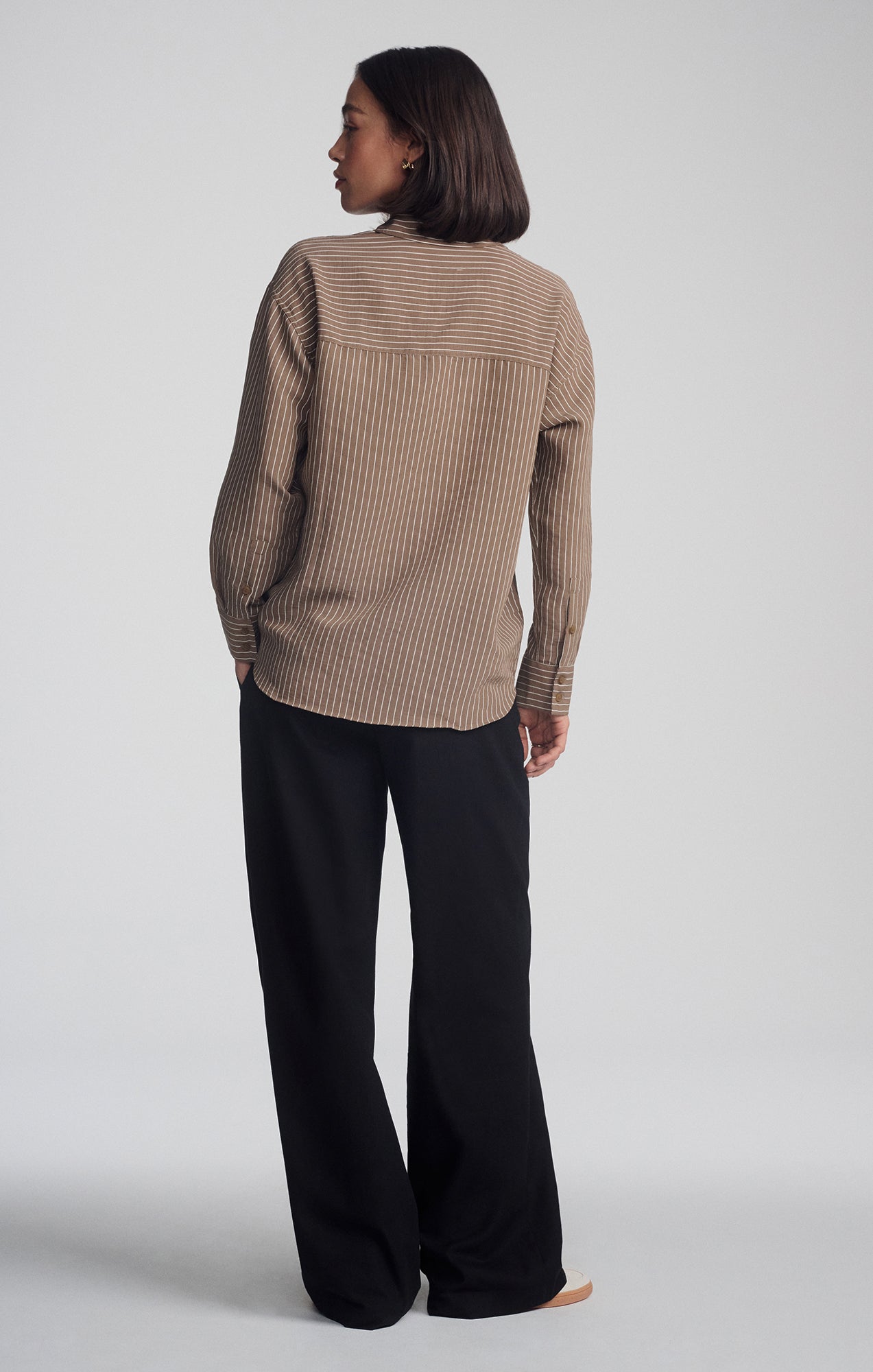 LUXE TOUCH TENCEL™ BUTTON-UP STRIPED SHIRT IN CUB STRIPE - Mavi Jeans